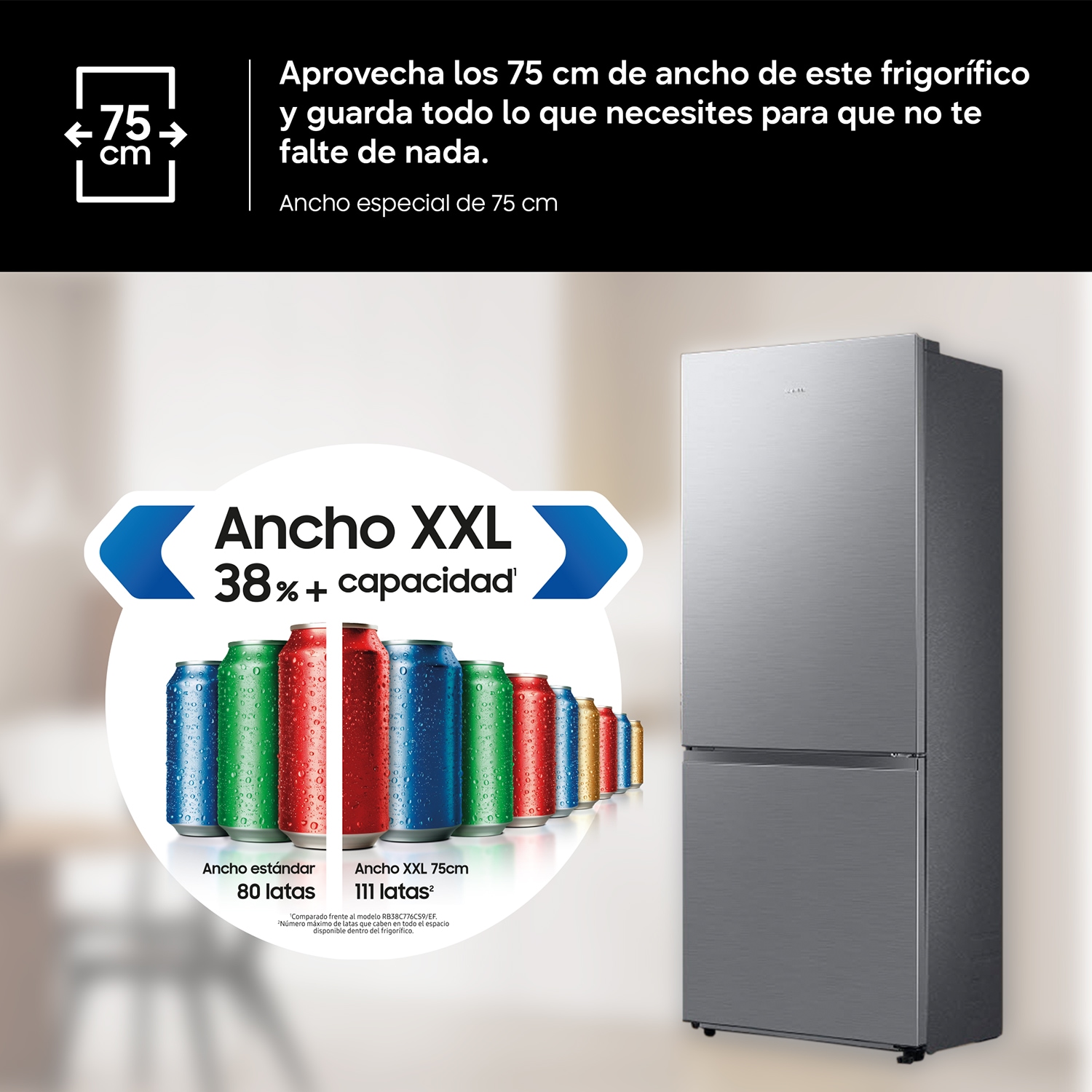 Frigorífico Combi Bespoke AI 203cm 538L Clase C Inox RB53DG703CS9/EF Refined Inox