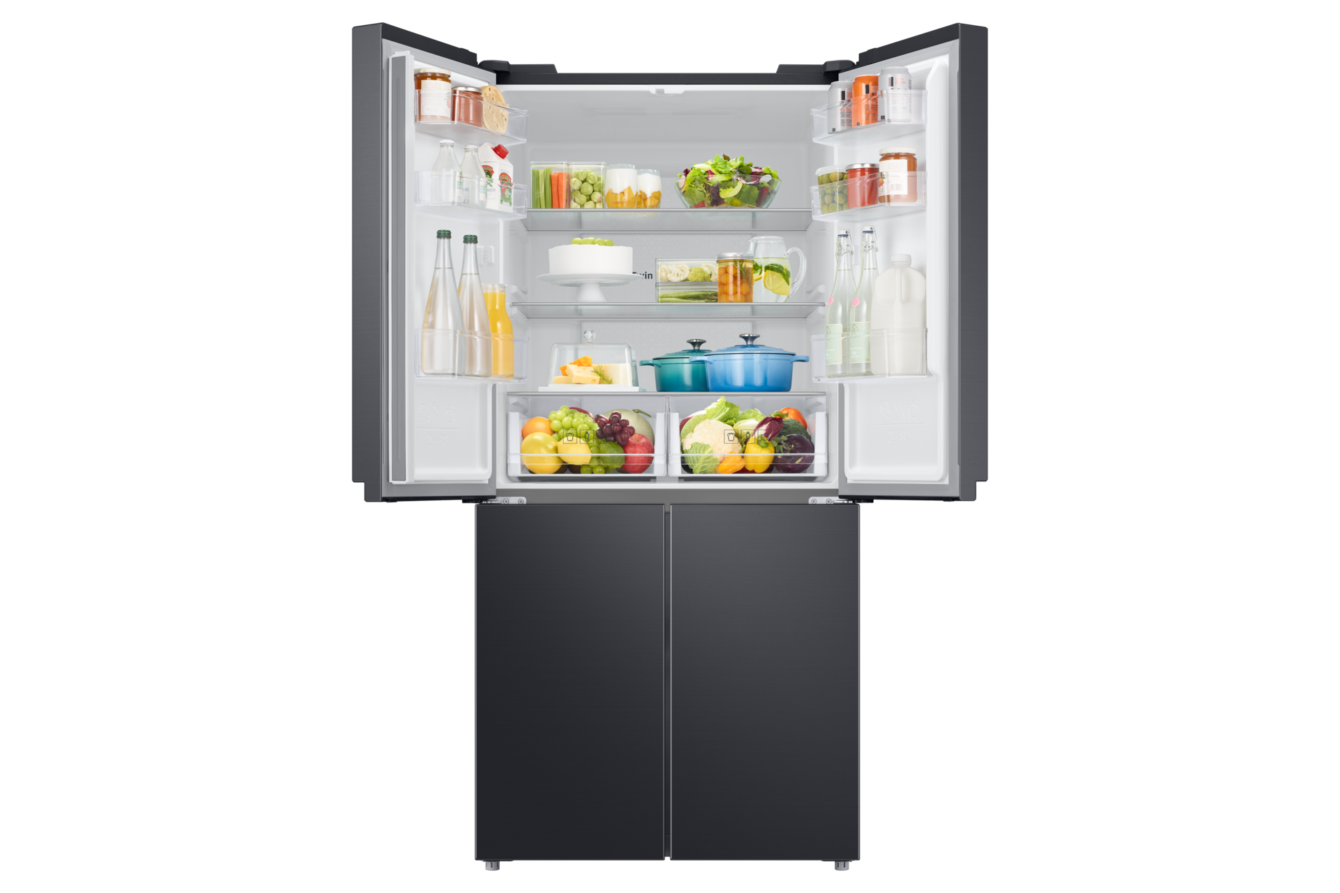 Frigorífico French Door AI 180cm 488L Clase E Grafito RF48A400EB4/EF Front-Open-With-Food Black 