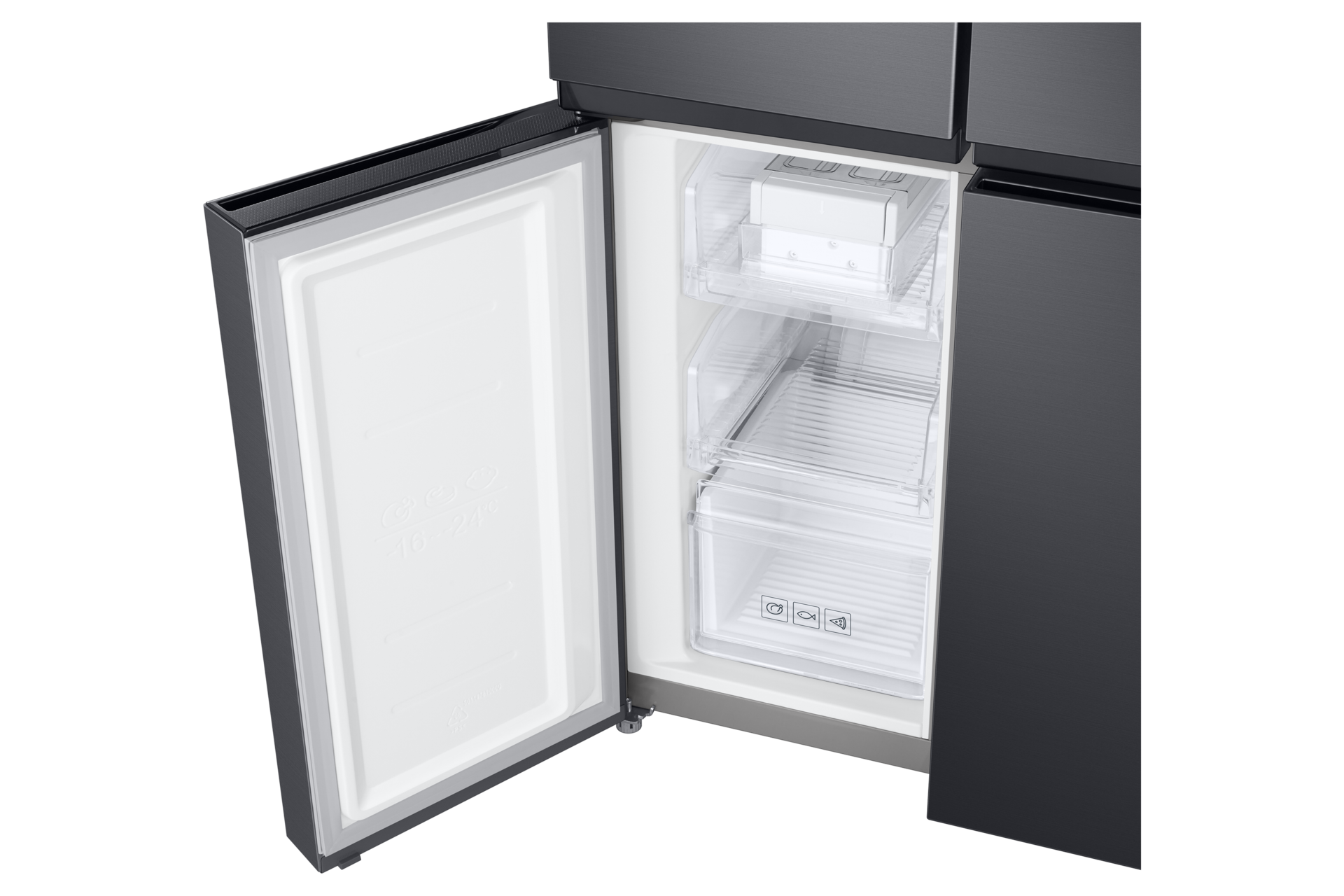 Frigorífico French Door AI 180cm 488L Clase E Grafito RF48A400EB4/EF Detail-Freezer-Door-L Black 
