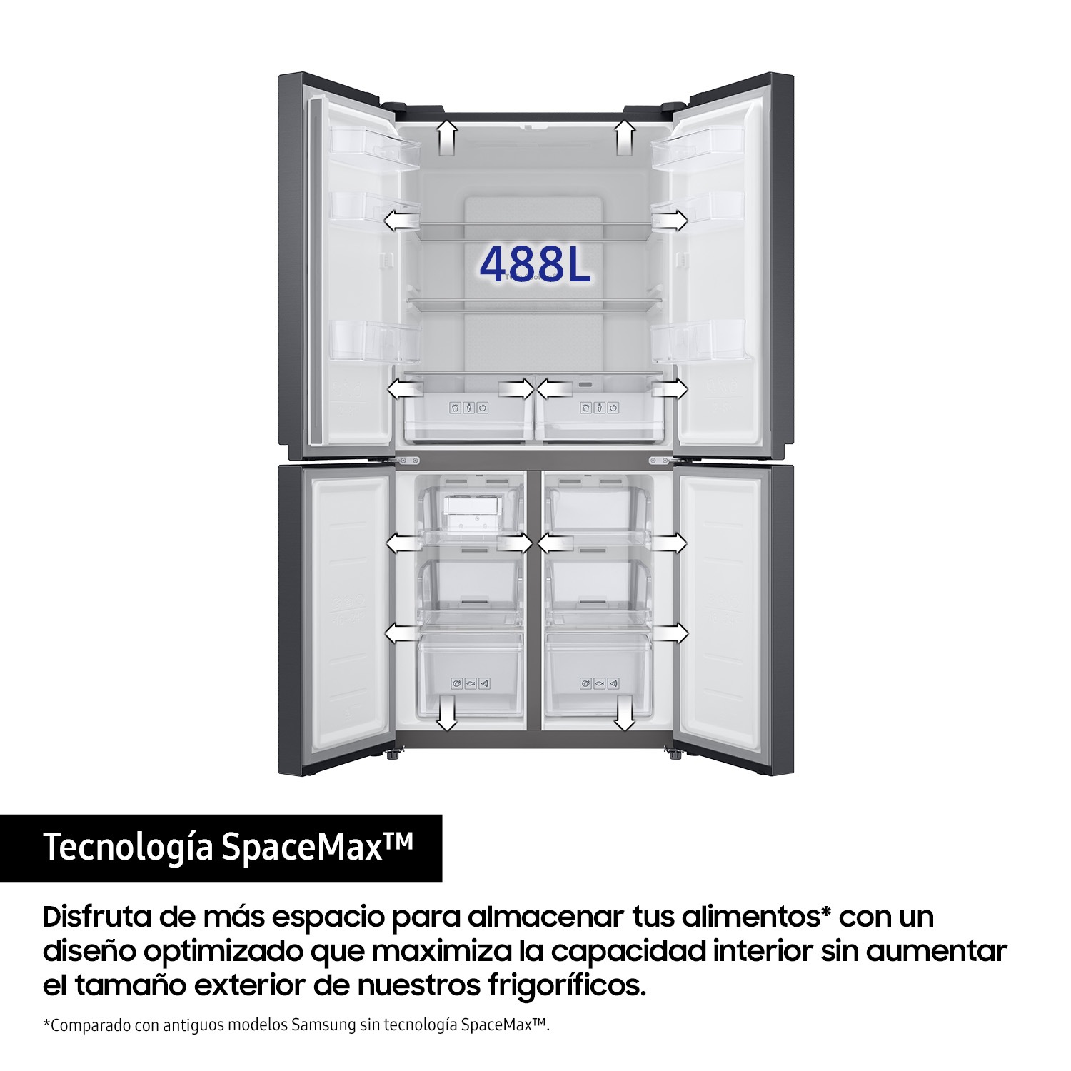 Frigorífico French Door AI 180cm 488L Clase E Grafito RF48A400EB4/EF Grafito