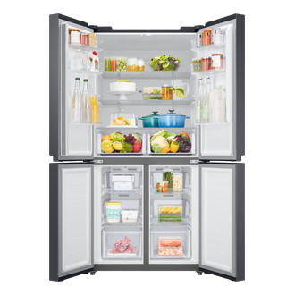 Frigorífico French Door AI 180cm 488L Clase E Grafito RF48A400EB4/EF Front-Open-With-Food Black 