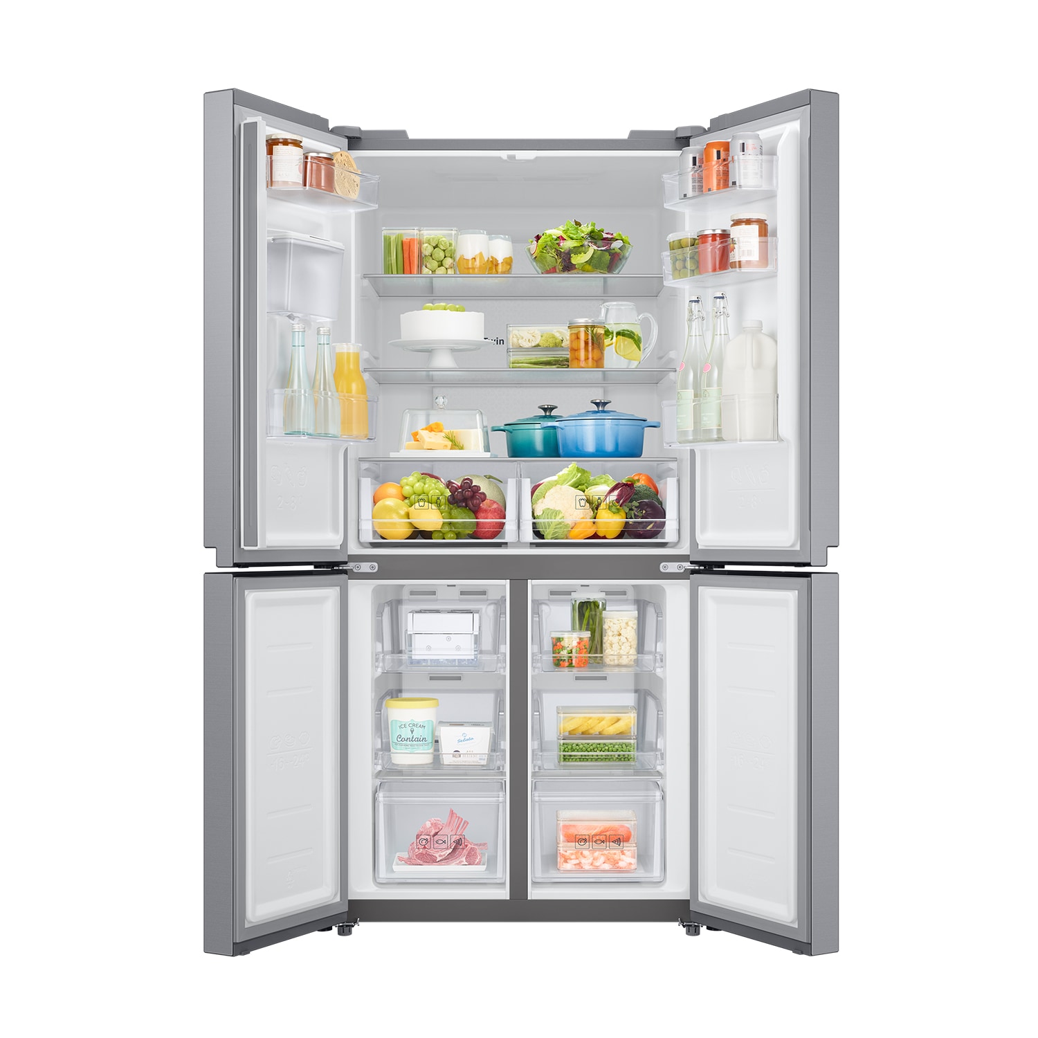 Frigorífico French Door Inox 488L, Twin Cooling Plus, Clasificación Energética E Gray