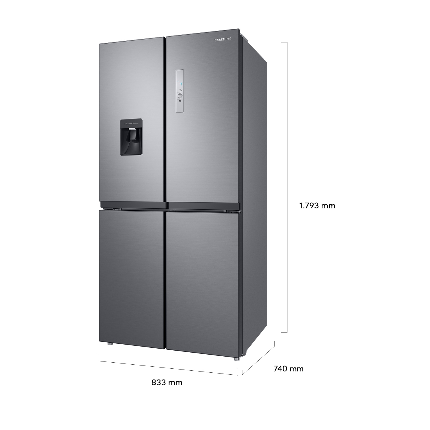 Frigorífico French Door Inox 488L, Twin Cooling Plus, Clasificación Energética E Gray