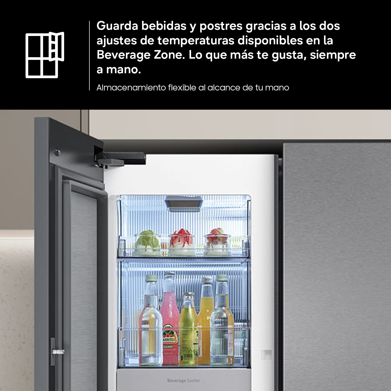 Frigorífico French Door Bespoke AI 185cm 645L Clase E Negro RF65DB970E22EF Clean Black