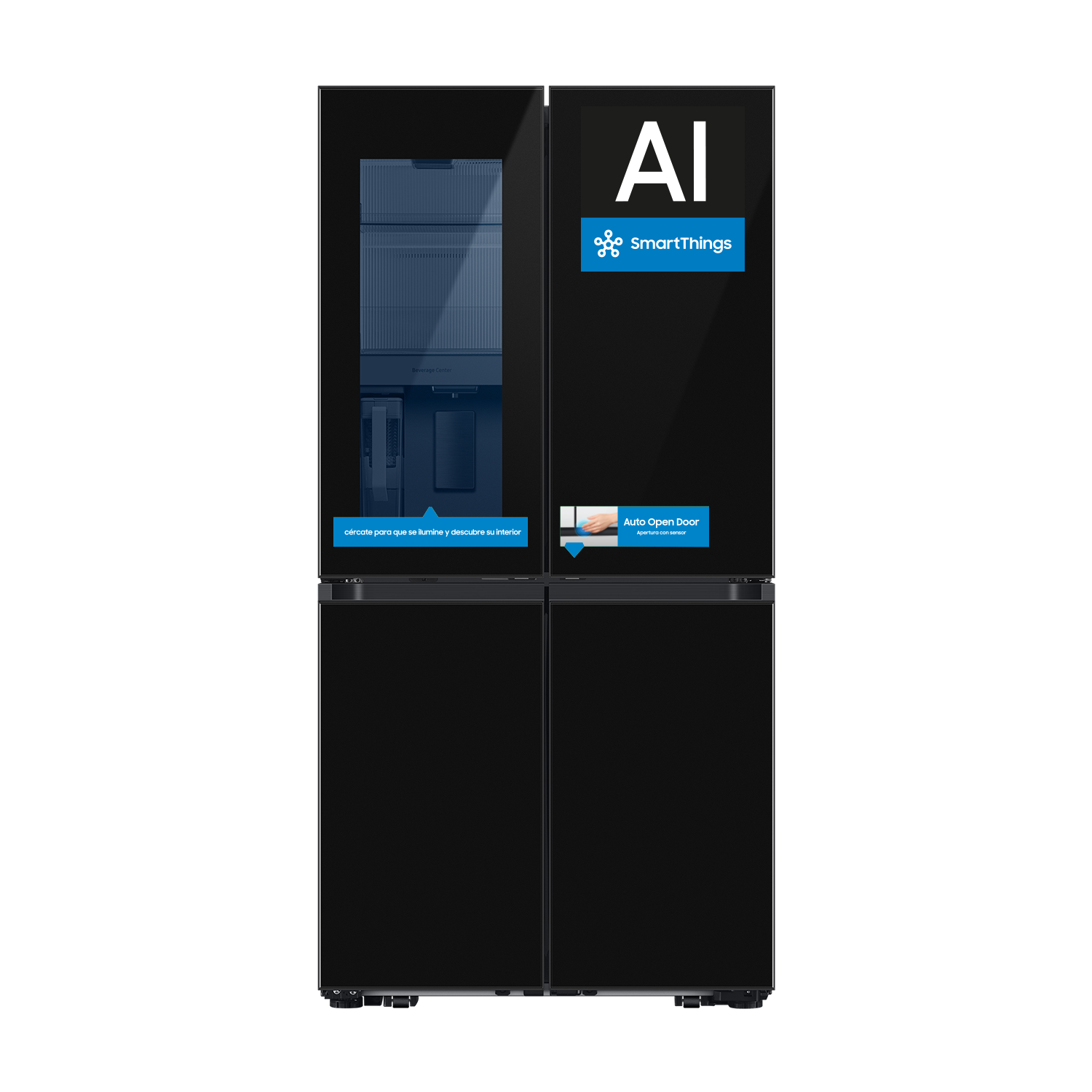 Frigorífico French Door Bespoke AI 185cm 645L Clase E Negro RF65DB970E22EF Clean Black
