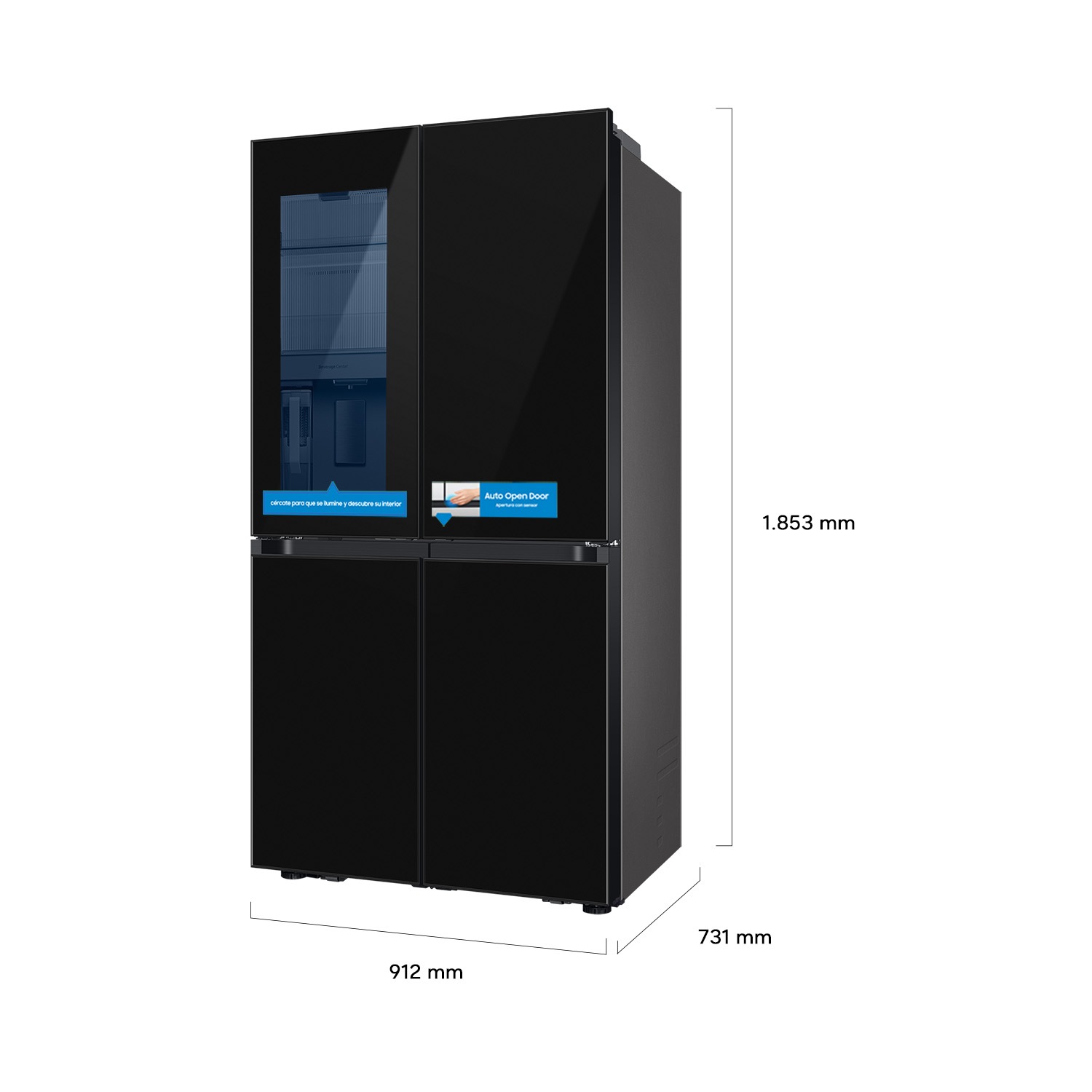 Frigorífico French Door Bespoke AI 185cm 645L Clase E Negro RF65DB970E22EF Clean Black