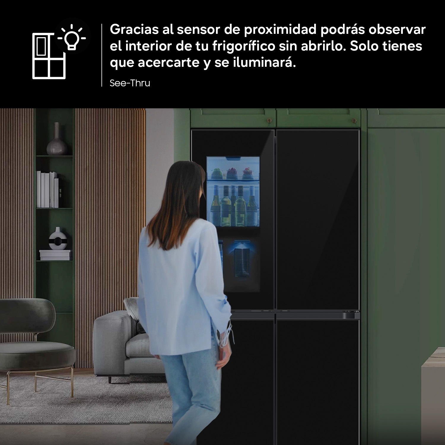 Frigorífico French Door Bespoke AI 185cm 645L Clase E Negro RF65DB970E22EF Clean Black