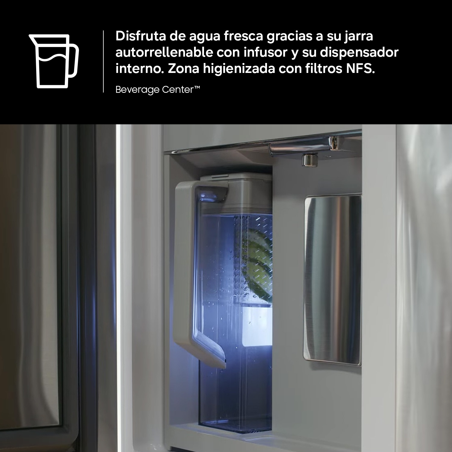 Frigorífico French Door Bespoke AI 185cm 645L Clase E Negro RF65DB970E22EF Clean Black