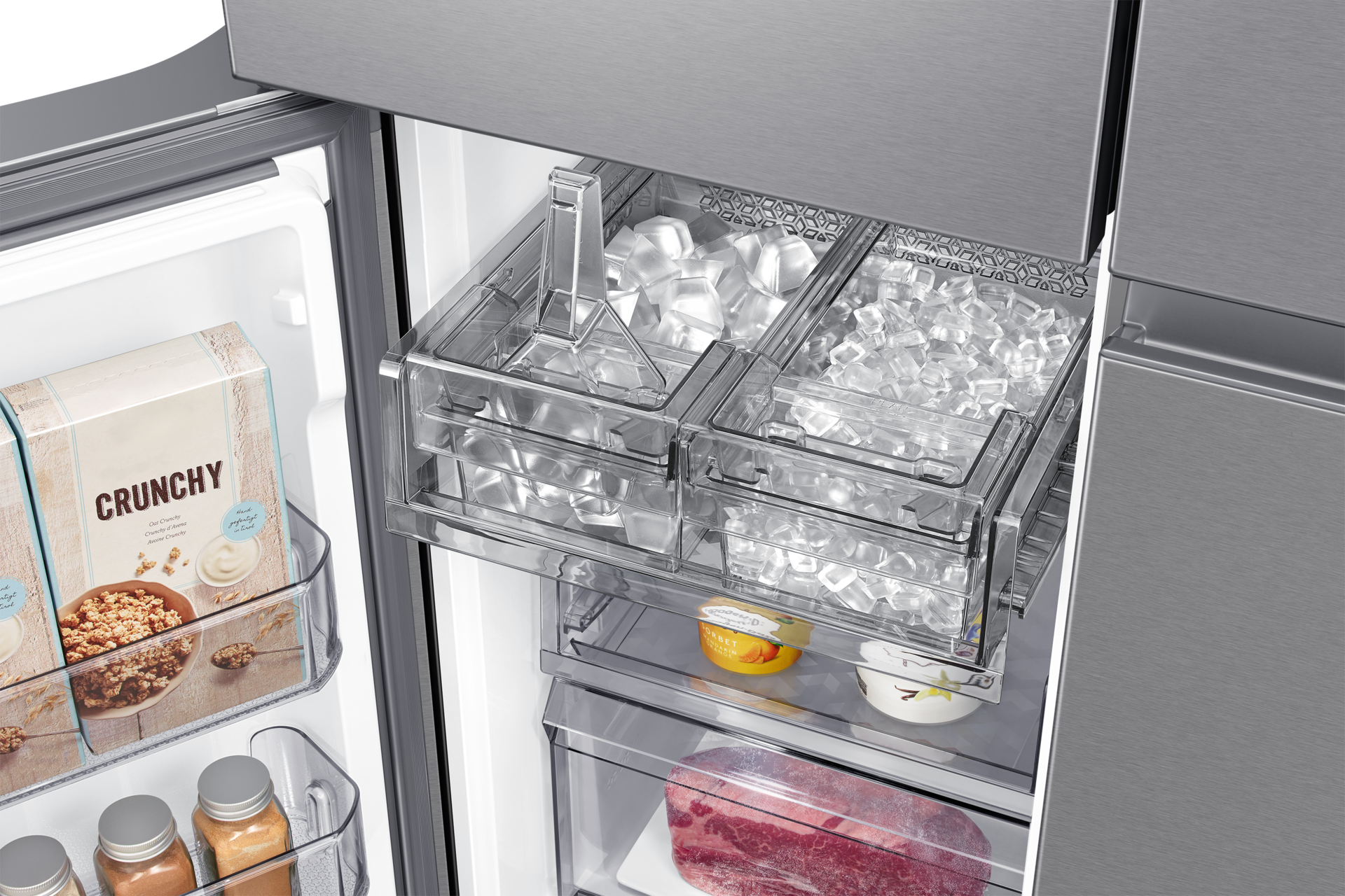 Frigorífico French Door Bespoke AI 183cm 646L Clase E Plata RF65DG960ESR/EF Freezer-Ice-IceScoop Silver 