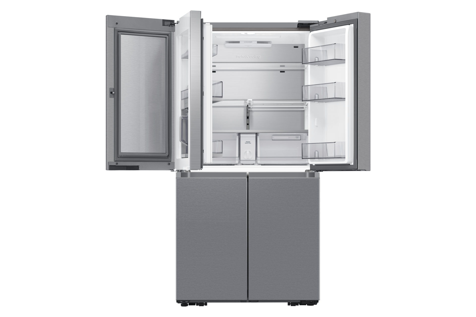 Frigorífico French Door Bespoke AI 183cm 646L Clase E Plata RF65DG960ESR/EF Front-Open-Without-Food Silver 