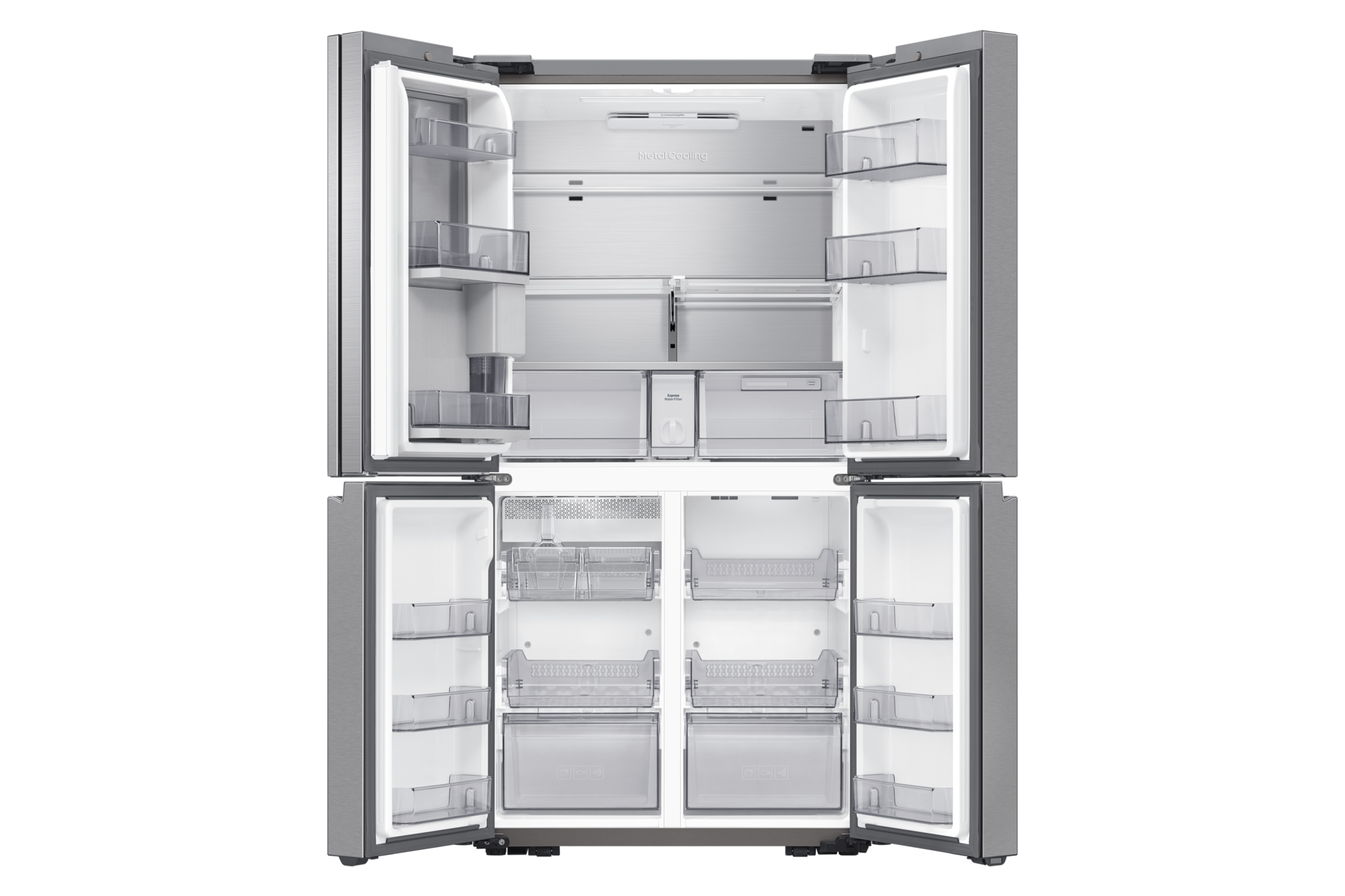 Frigorífico French Door Bespoke AI 183cm 646L Clase E Plata RF65DG960ESR/EF Front-Open-Without-Food2 Silver 