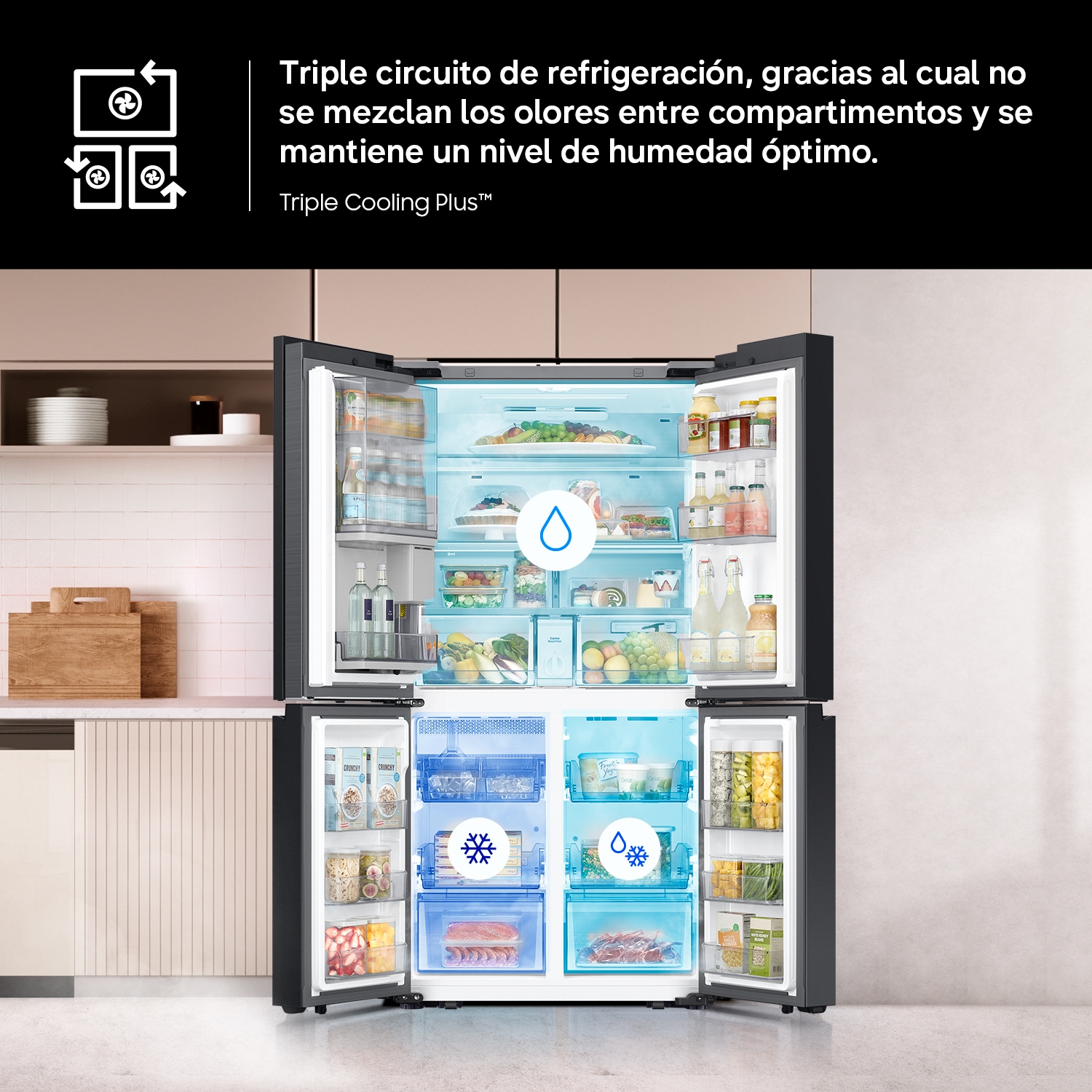 Frigorífico French Door Bespoke AI 183cm 646L Clase E Plata RF65DG960ESR/EF Inox