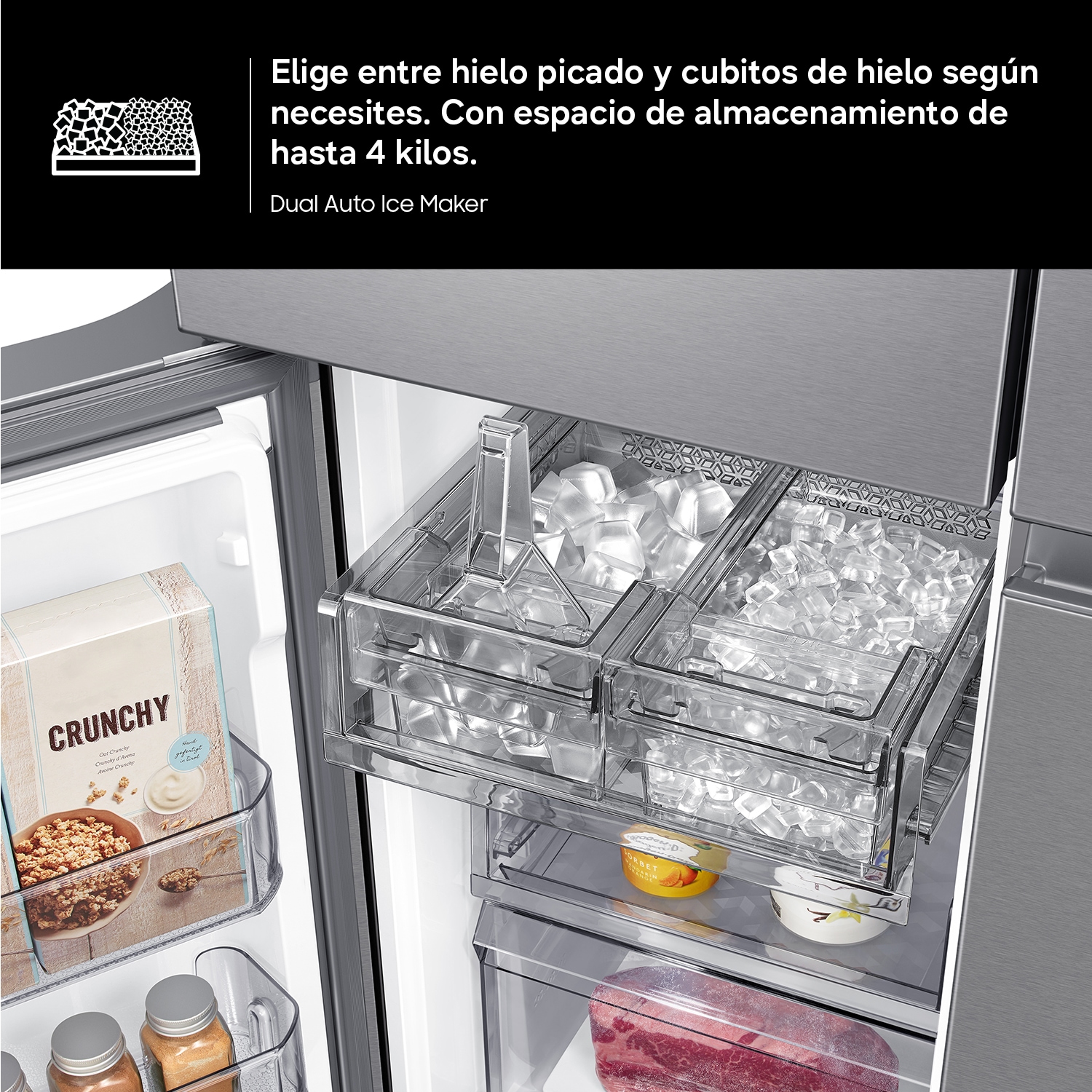 Frigorífico French Door Bespoke AI 183cm 646L Clase E Plata RF65DG960ESR/EF Inox