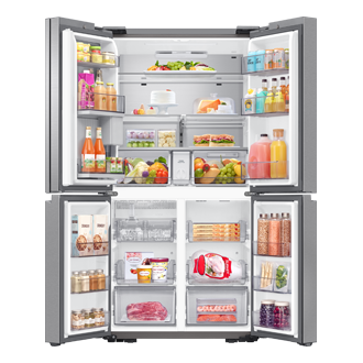 Frigorífico French Door Bespoke AI 183cm 646L Clase E Plata RF65DG960ESR/EF Front-Open-With-Food Silver 