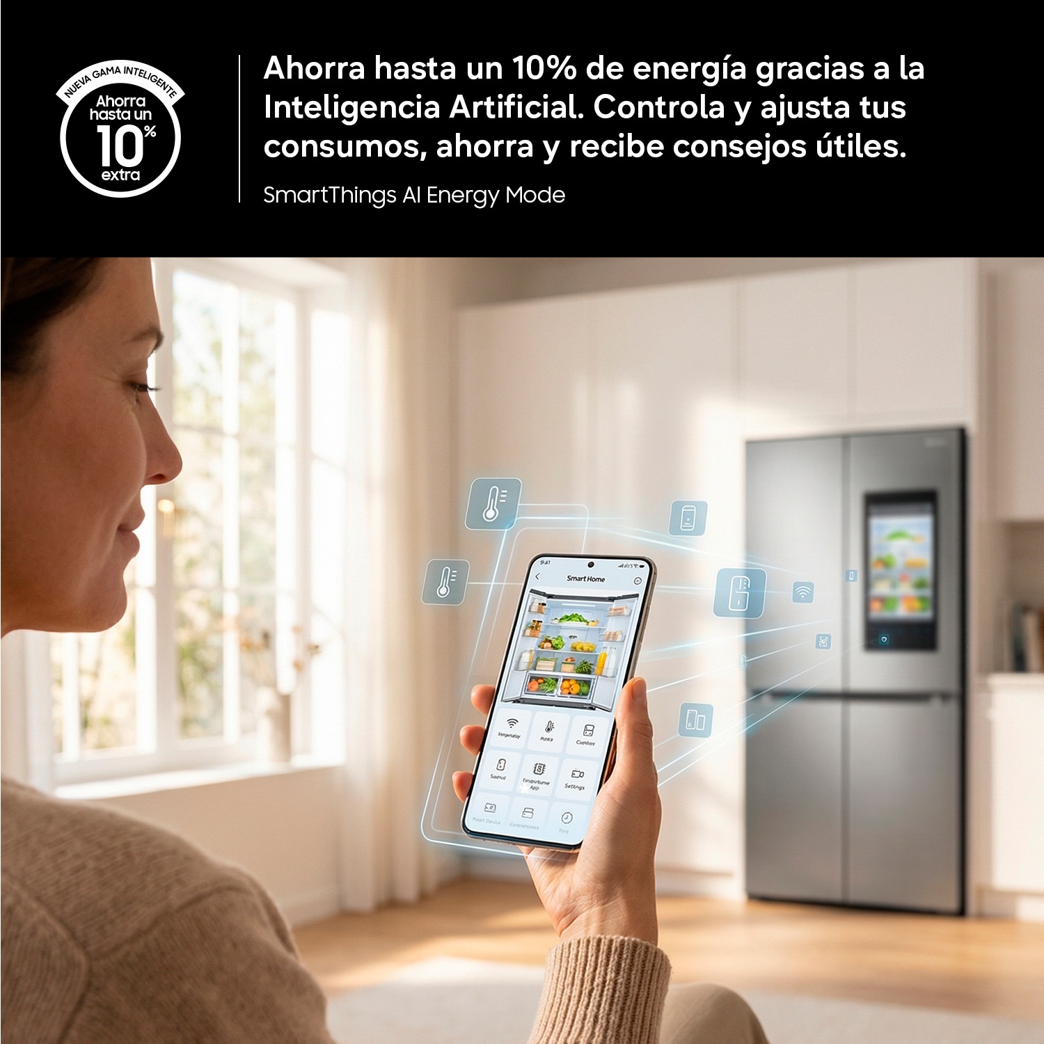 Frigorífico French Door Bespoke AI 183cm 646L Clase E Plata RF65DG960ESR/EF Inox