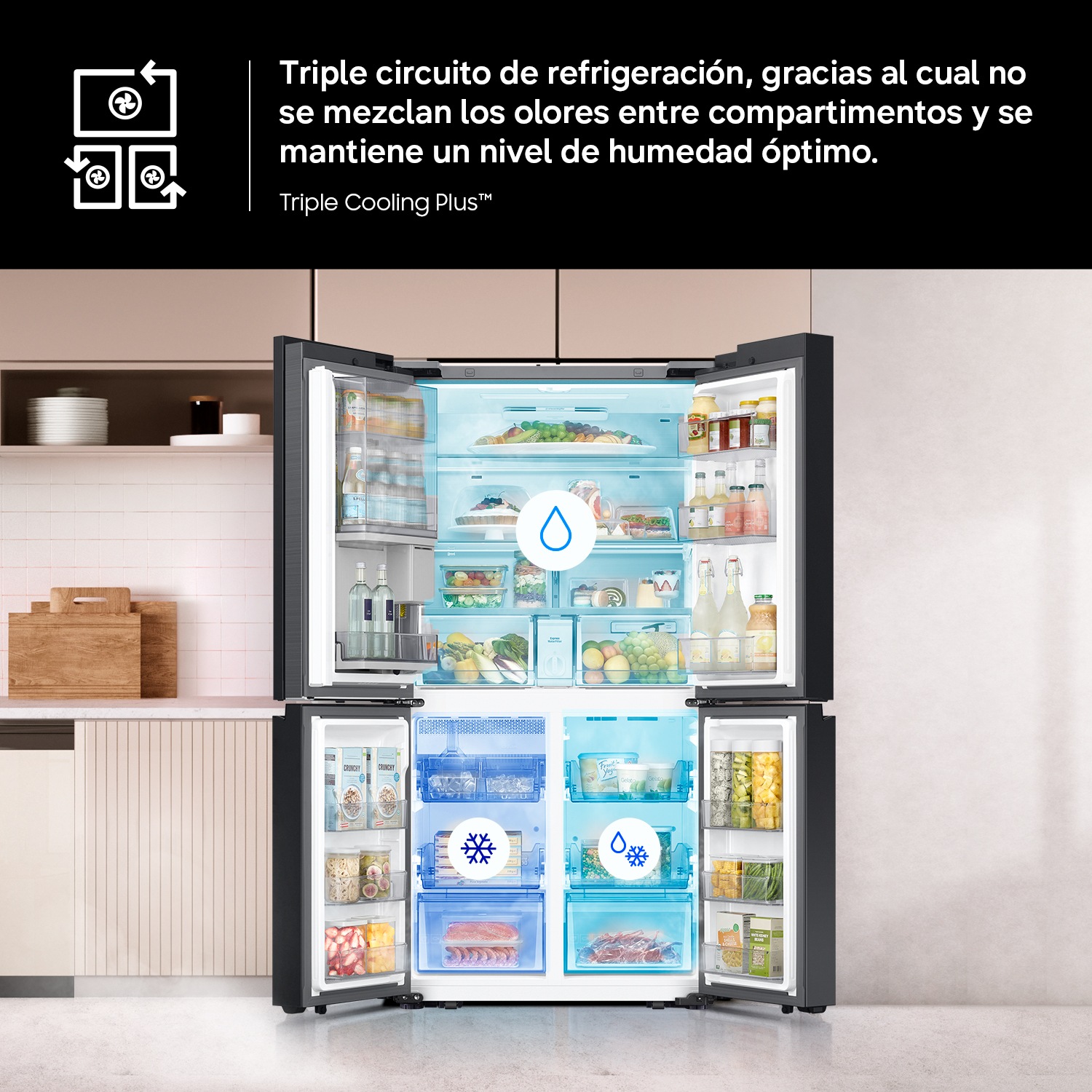 Frigorífico French Door Bespoke AI 183cm 646L Clase E Plata RF65DG960ESR/EF Inox