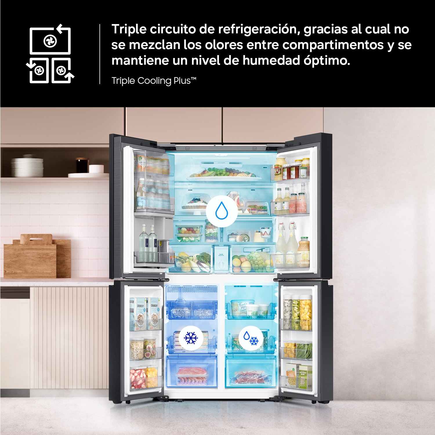 Frigorífico French Door Bespoke AI 183cm 636L Clase E Plata RF65DG9H0ESR/EF Silver