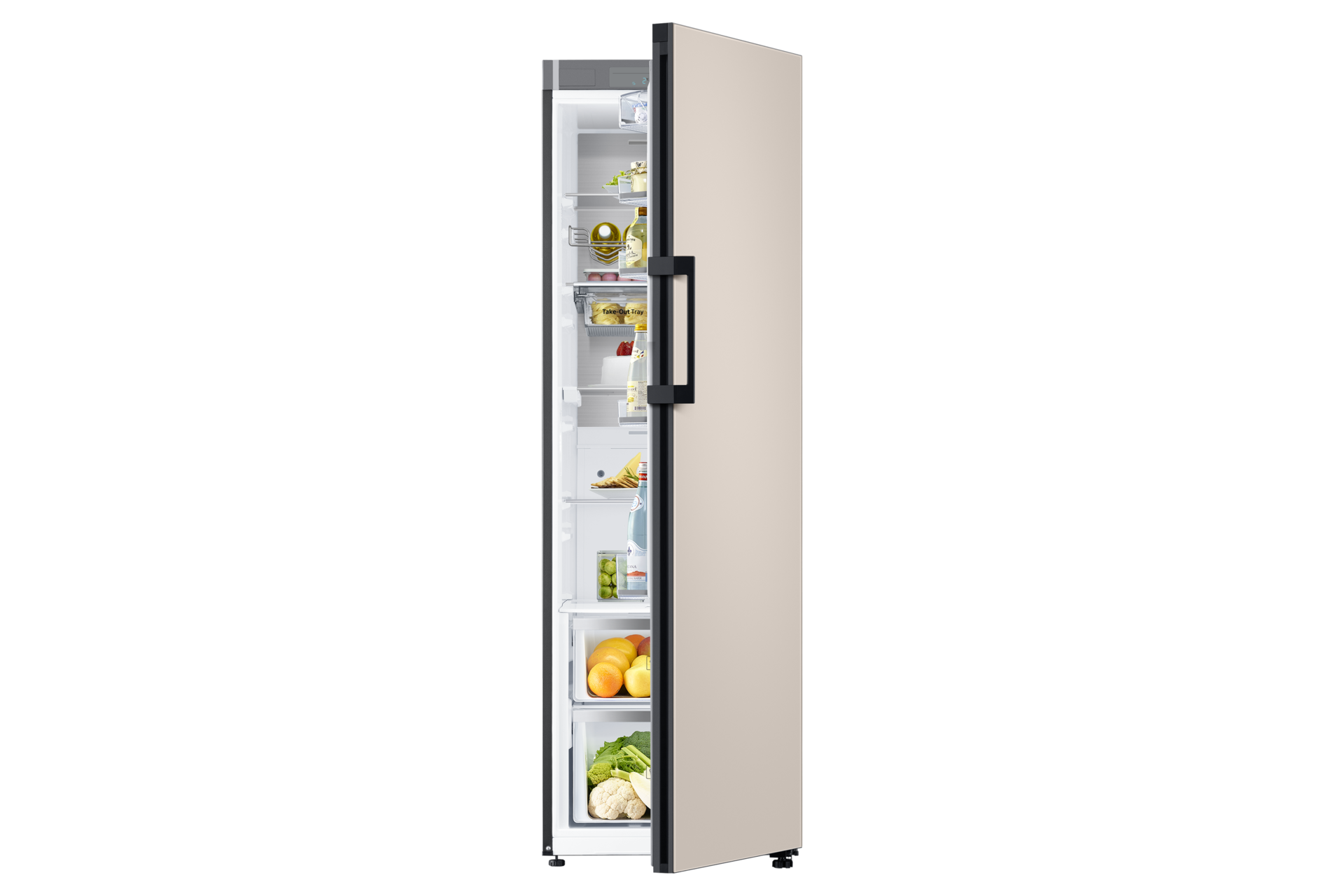 Frigorífico Bespoke Twin Satin Beige 387L - RR39A746339 Front-Open-With-Food2 Beige Wood 