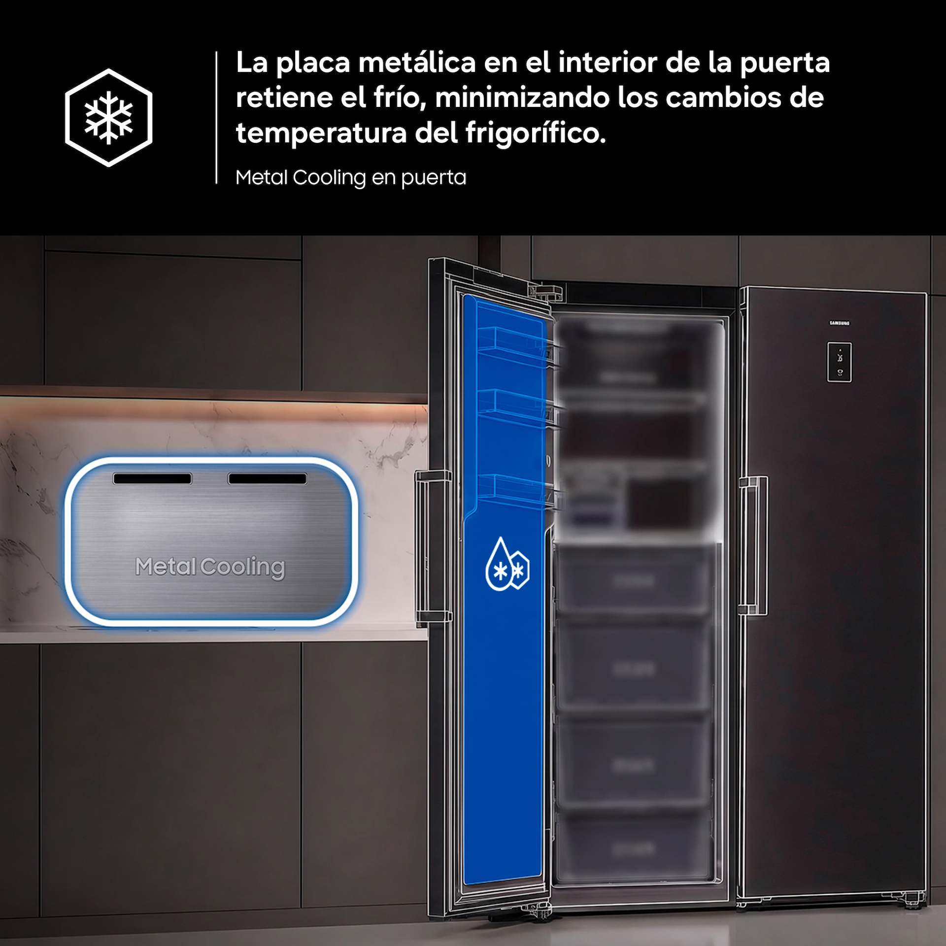 Frigorífico 1 Puerta Bespoke AI 186cm 387L Clase E Blanco RR70H39FEVEF ​ ​ Blanco