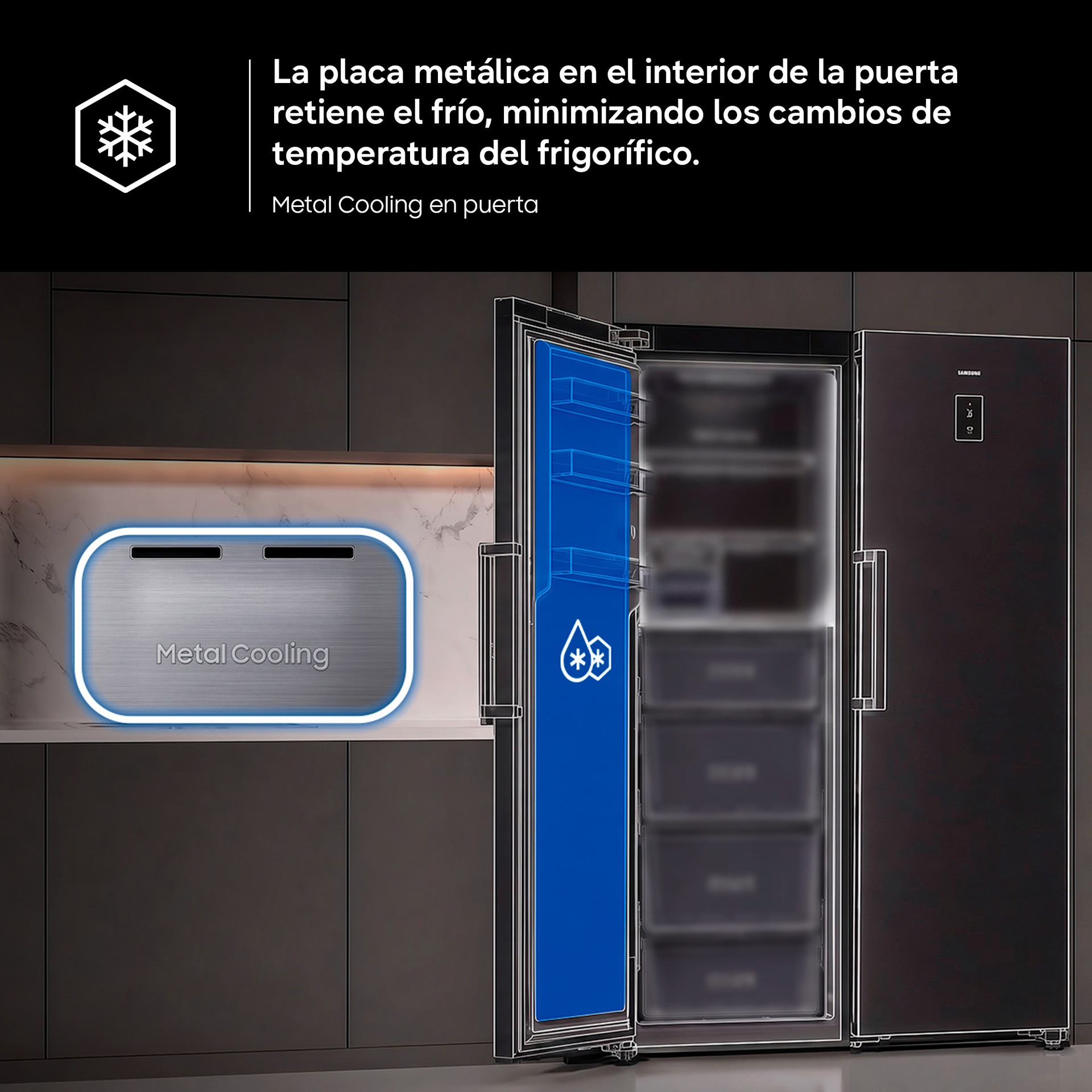 Frigorífico 1 Puerta Bespoke AI 186cm 387L Clase E Blanco RR70H39FEVEF ​ ​ Blanco