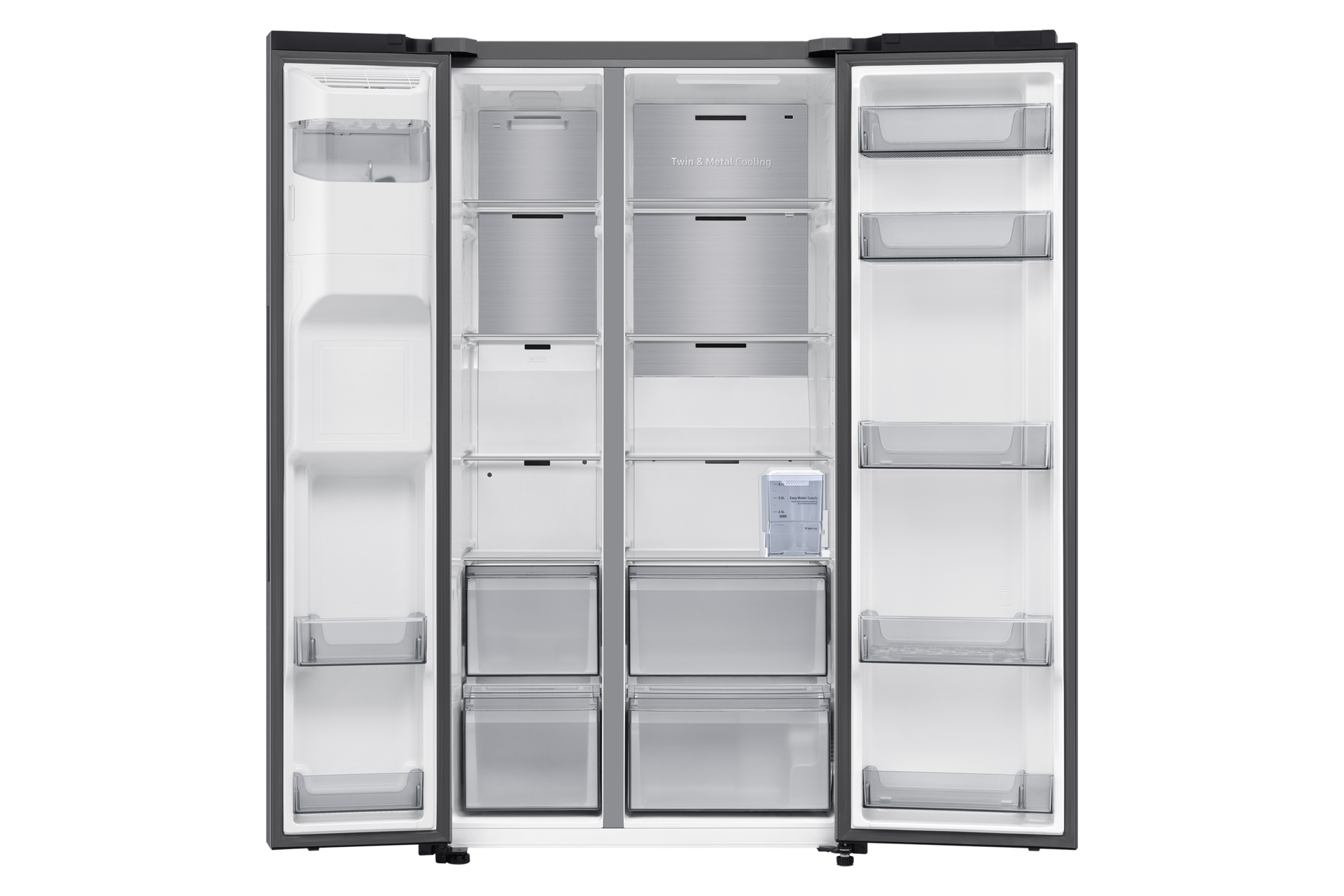 Frigorífico Americano Bespoke AI 178cm 634L Clase C Inox RS70F67KCTEF Front-Open-without-food Silver 