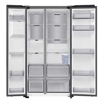 Frigorífico Americano Bespoke AI 178cm 634L Clase C Inox RS70F67KCTEF Front-Open-without-food Silver 