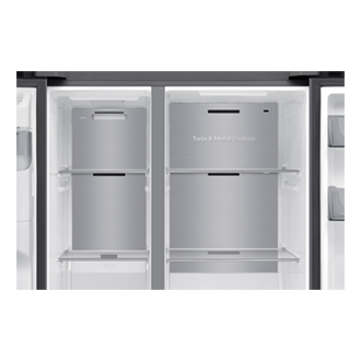 Frigorífico Americano Bespoke AI 178cm 634L Clase C Inox RS70F67KCTEF Detail-Metal-Cooling Silver 