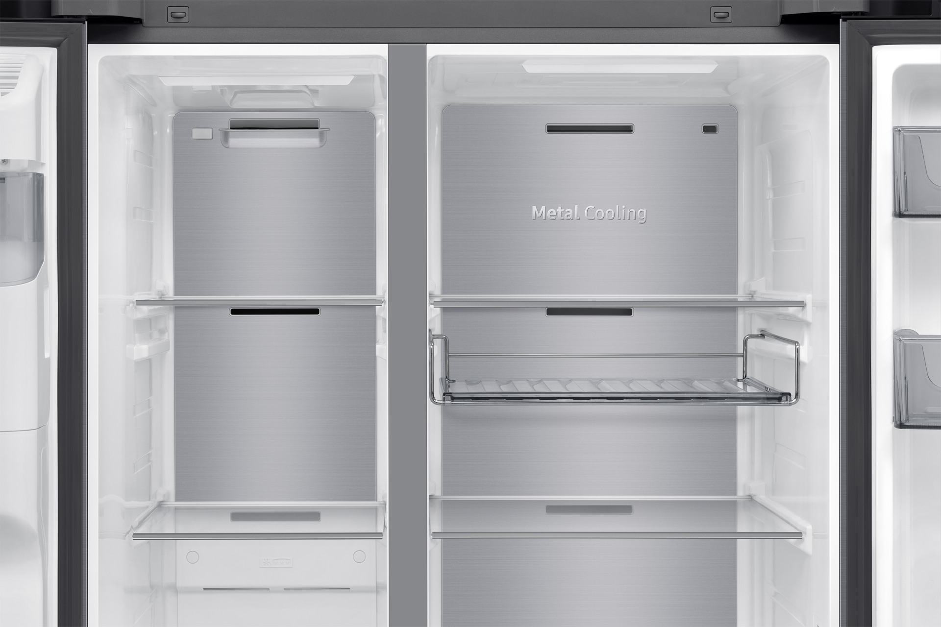 Frigorífico Americano Bespoke AI 178cm 640L Clase D Inox RS80F64KDTEF Detail-Metal-Cooling Silver 