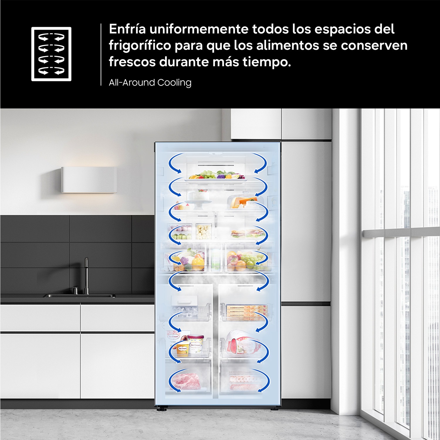 Frigorífico Americano Bespoke AI 178cm 621L Clase E Inox RS90F64EETEF Inox