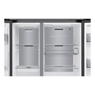 Frigorífico Americano Bespoke AI Family Hub™ 178.5cm 614L Clase E Grafito RS90F66BEFEF Detail-Metal-Cooling Black Doi 