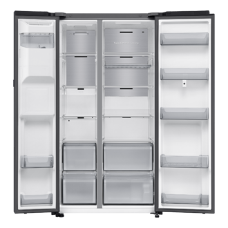 Frigorífico Americano Bespoke AI Family Hub™ 178.5cm 614L Clase E Grafito RS90F66BEFEF Front-Open-without-food Black Doi 