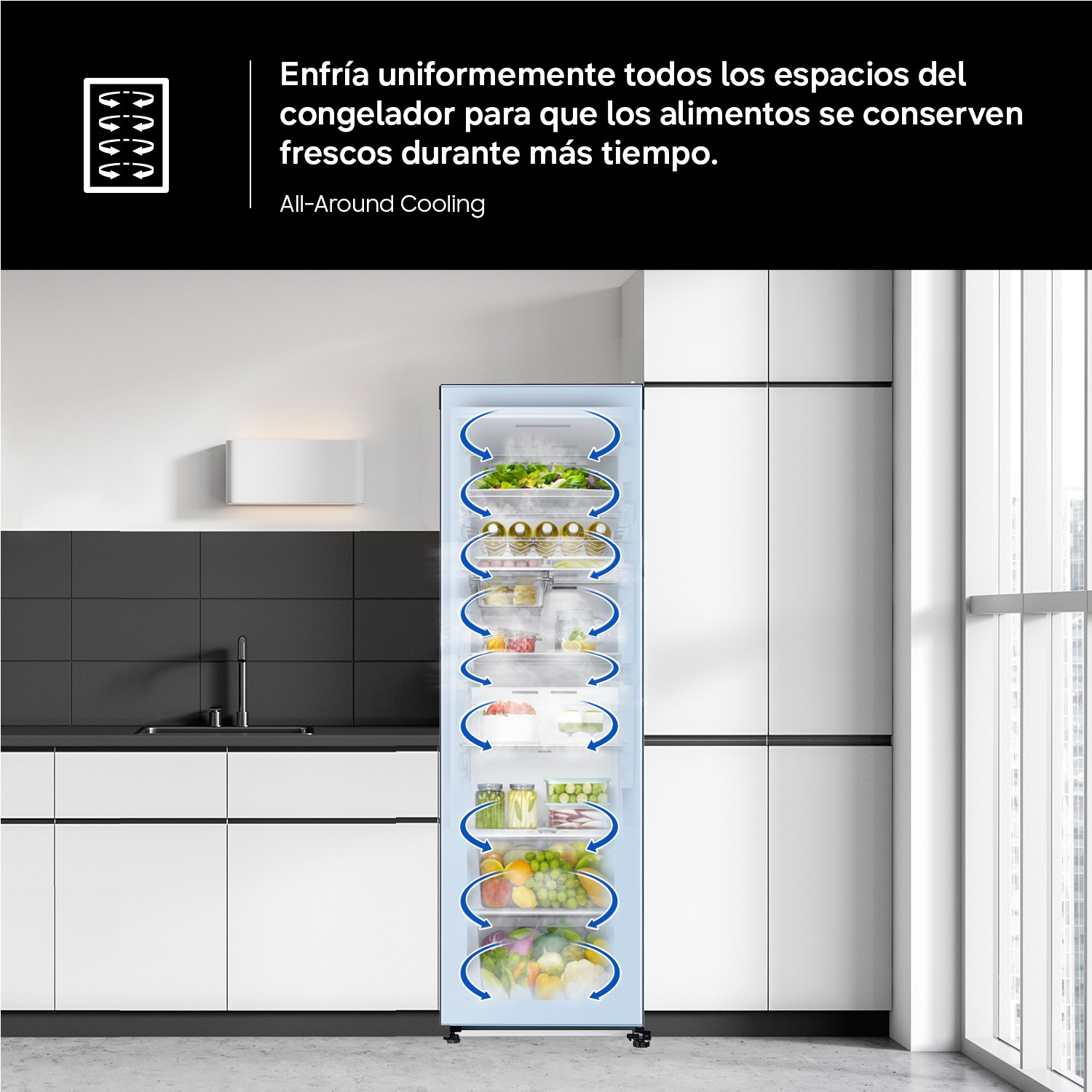 Congelador Vertical Bespoke AI 186cm 323L Clase D Grafito RZ70H32HDFEF Grafito