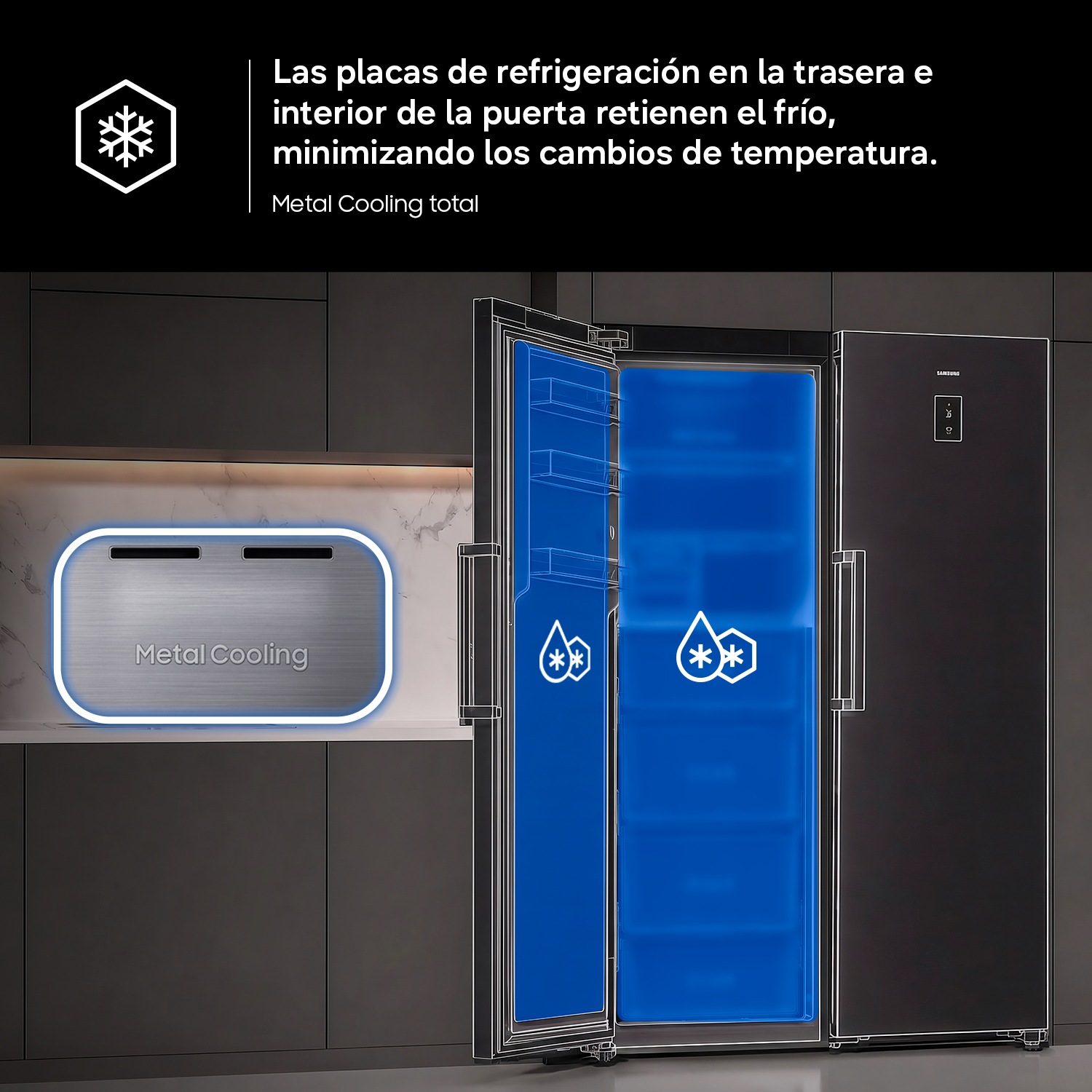 Congelador Vertical Bespoke AI 186cm 323L Clase D Inox RZ70H32HDTEF Inox