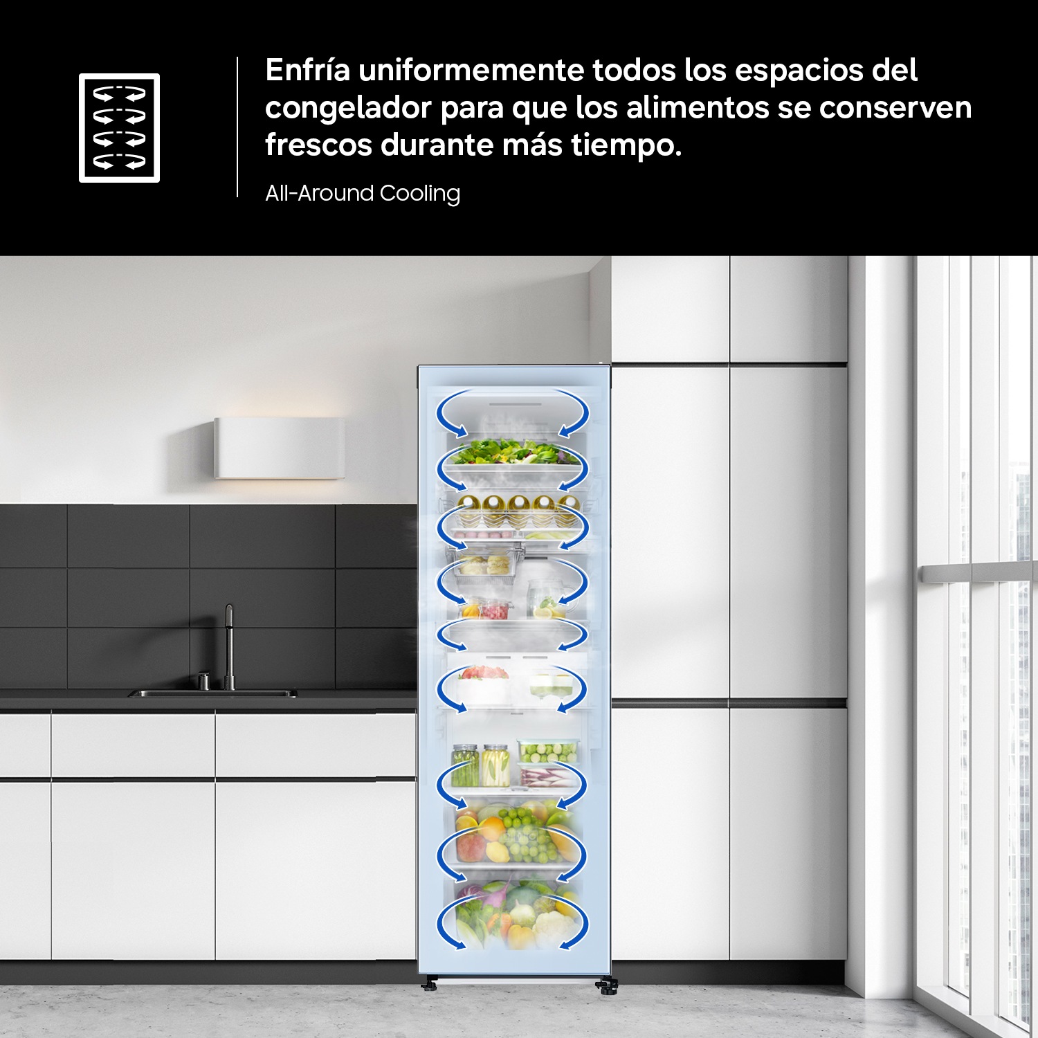 Congelador Vertical Bespoke AI 186cm 323L Clase D Inox RZ70H32HDTEF Inox