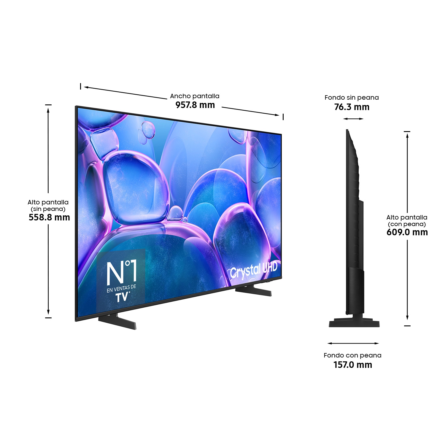 TV 43" Crystal UHD U7025F 4K Samsung Smart TV 2025 Negro