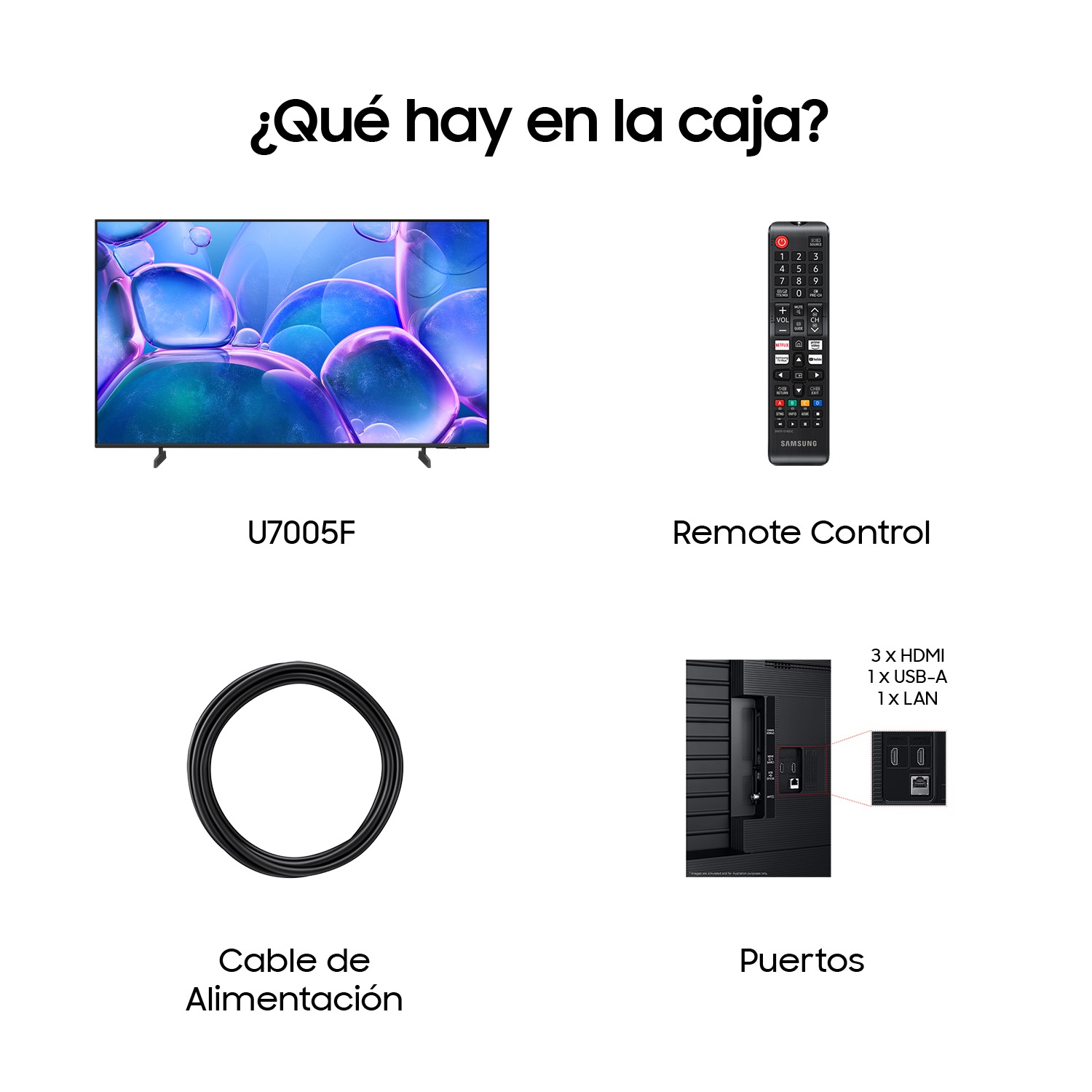 TV 50" Crystal UHD U7005F 4K Samsung Smart TV 2025 Negro