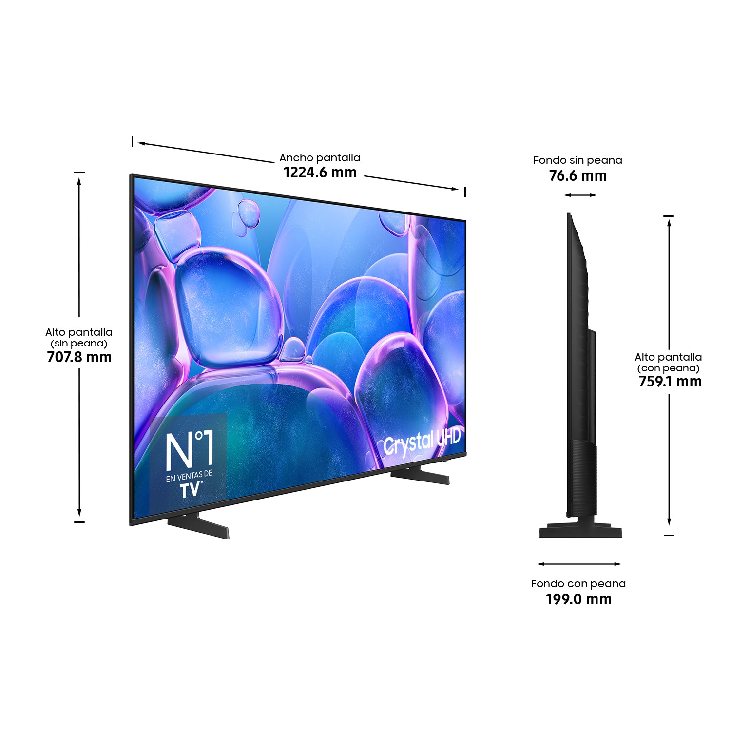 TV 55" Crystal UHD U7005F 4K Samsung Smart TV 2025 Negro