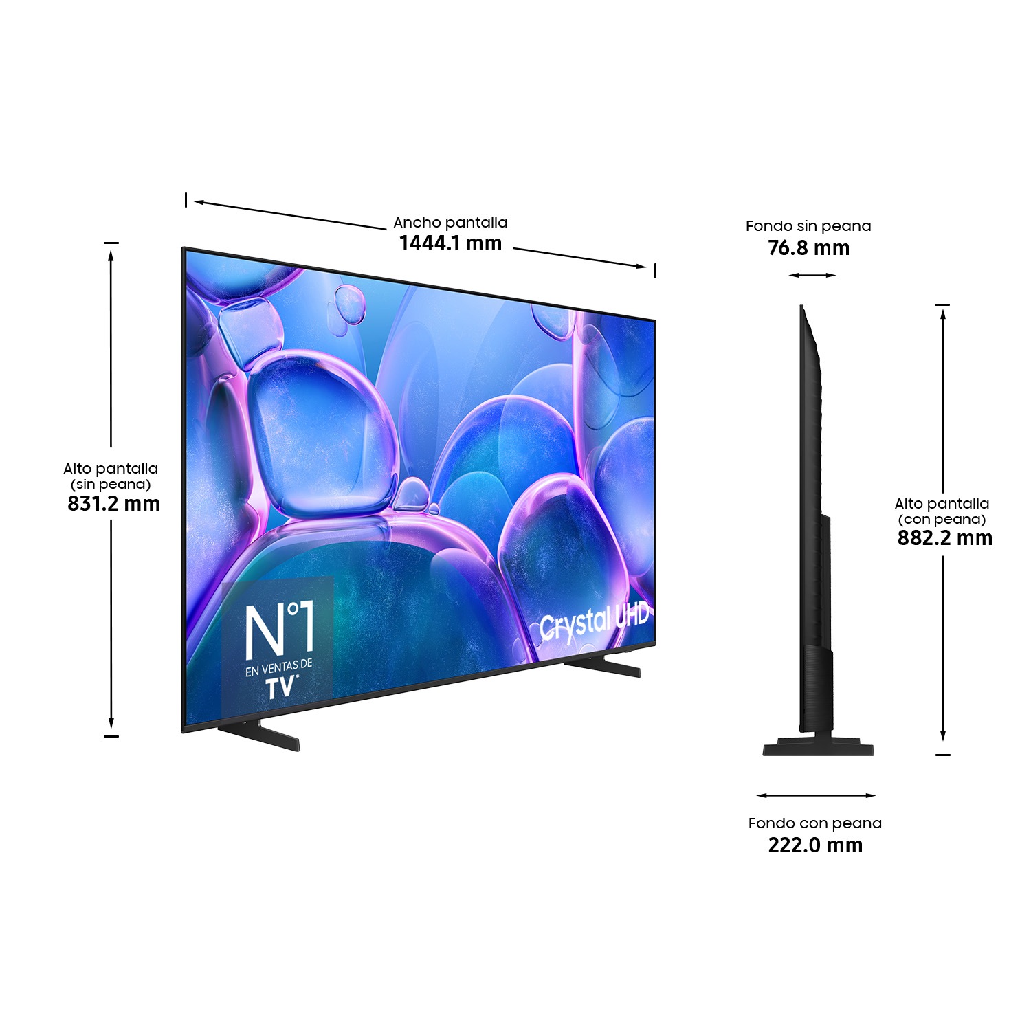 TV 65" Crystal UHD U7005F 4K Samsung Smart TV 2025 Negro