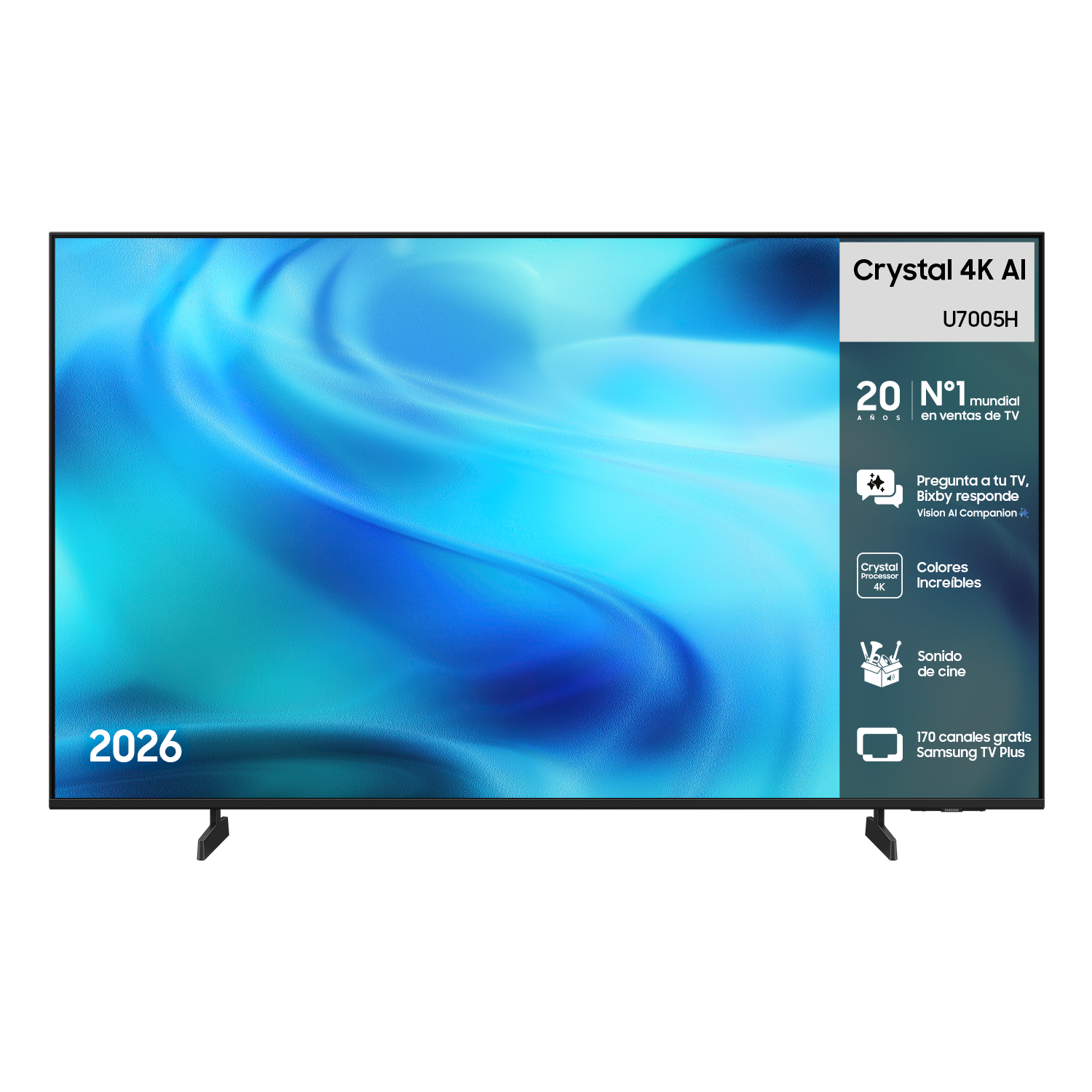 TV {size}" Crystal UHD U7005H 4K Samsung Vision AI Smart TV (2026) Front Black