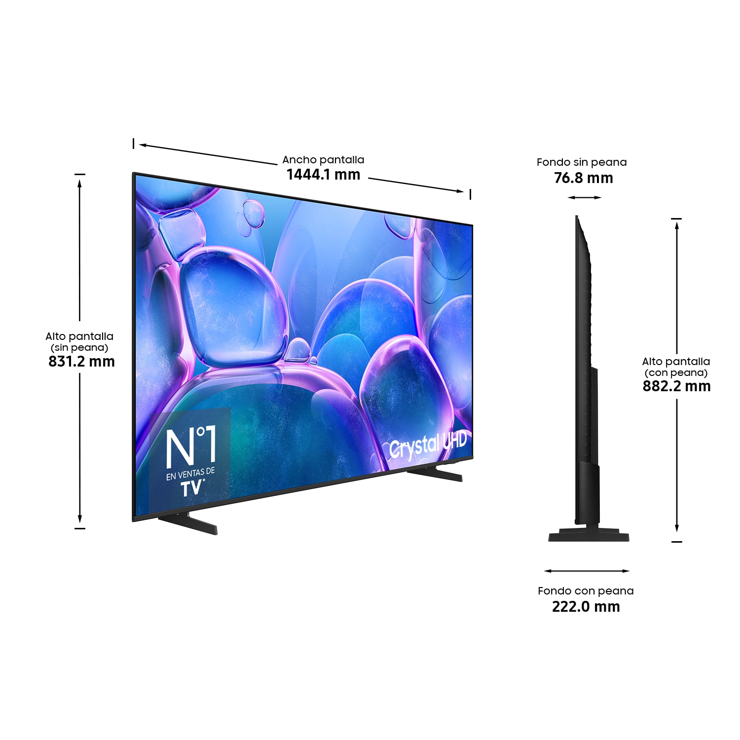 TV 65" Crystal UHD U7025F 4K Samsung Smart TV 2025 Negro