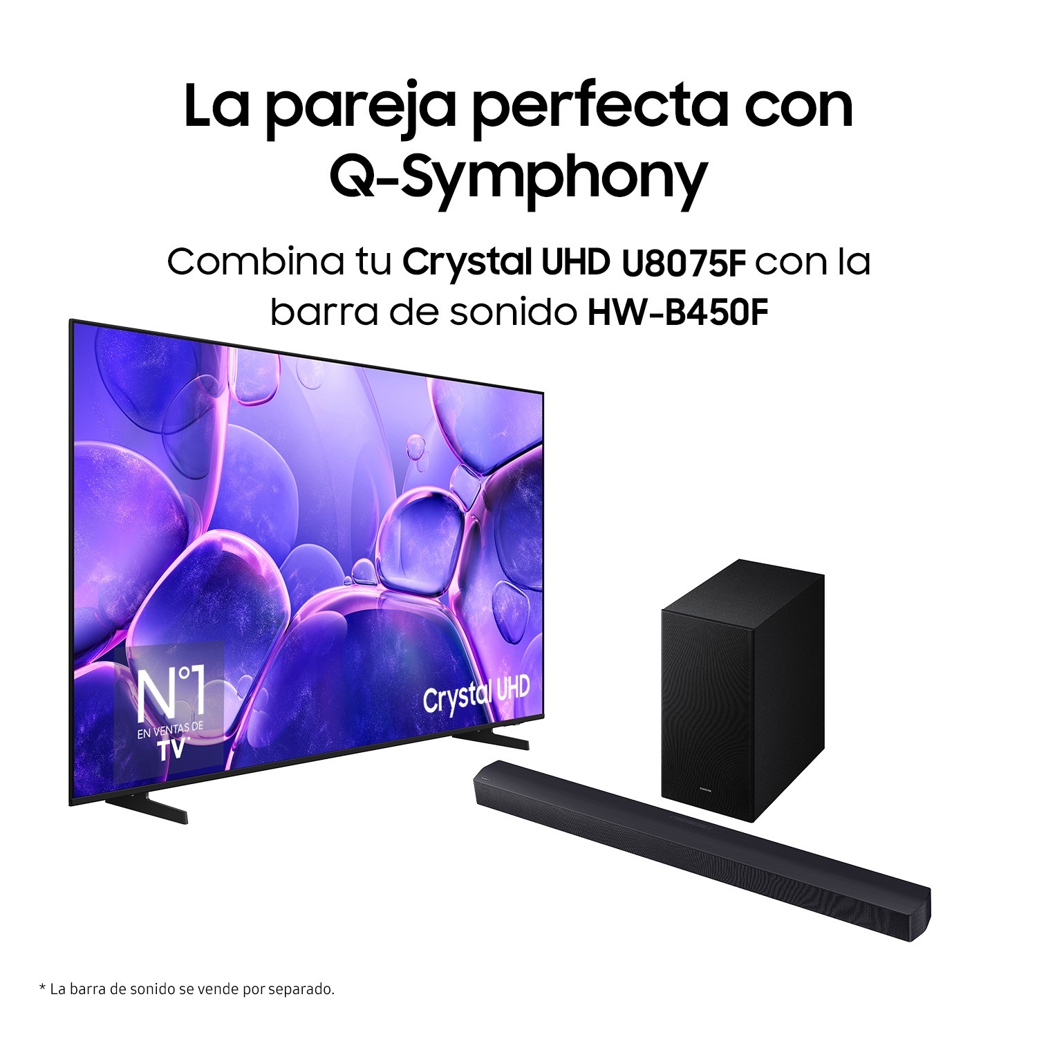 TV 65" Crystal UHD U8075F 4K Smart TV 2025 Negro