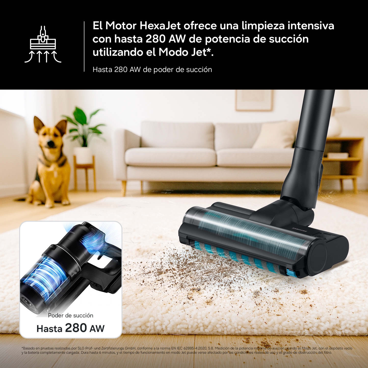 Aspiradora sin cable Jet 95S Pet 280AW Sistema de Filtración HEPA VS70H28GLT/WA ​ ​ Verde
