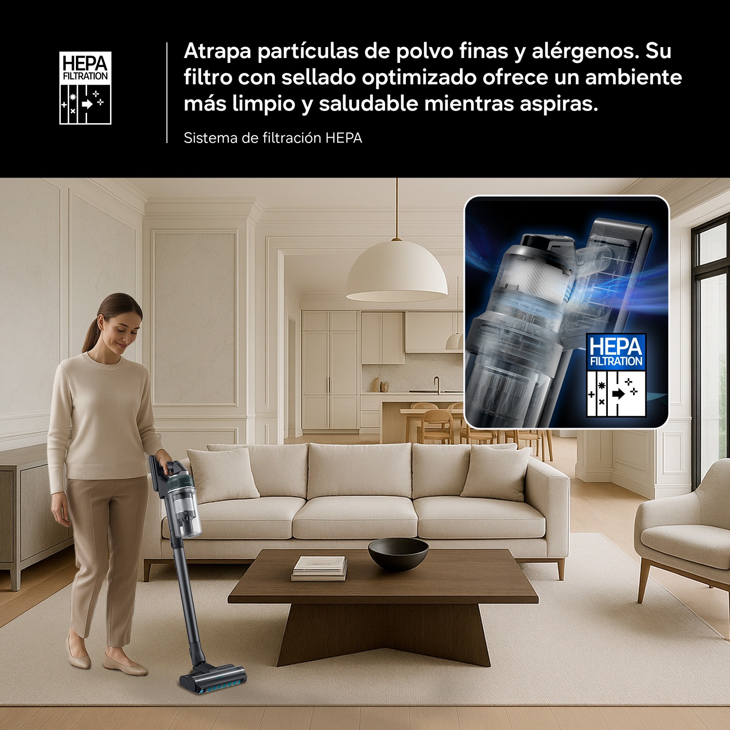 Aspiradora sin cable Jet 95S Pet 280AW Sistema de Filtración HEPA VS70H28GLT/WA ​ ​ Verde