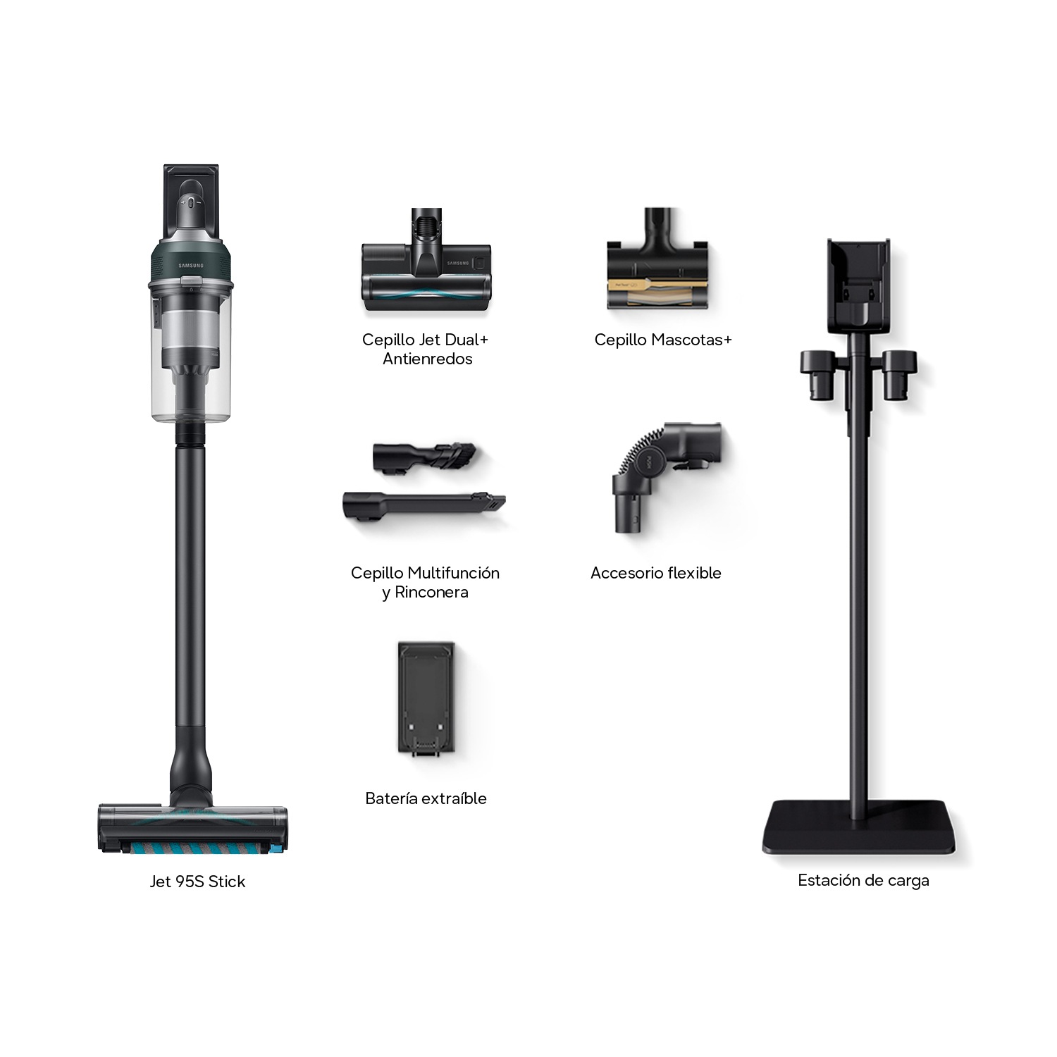 Aspiradora sin cable Jet 95S Pet 280AW Sistema de Filtración HEPA VS70H28GLT/WA Front Phantom Green 