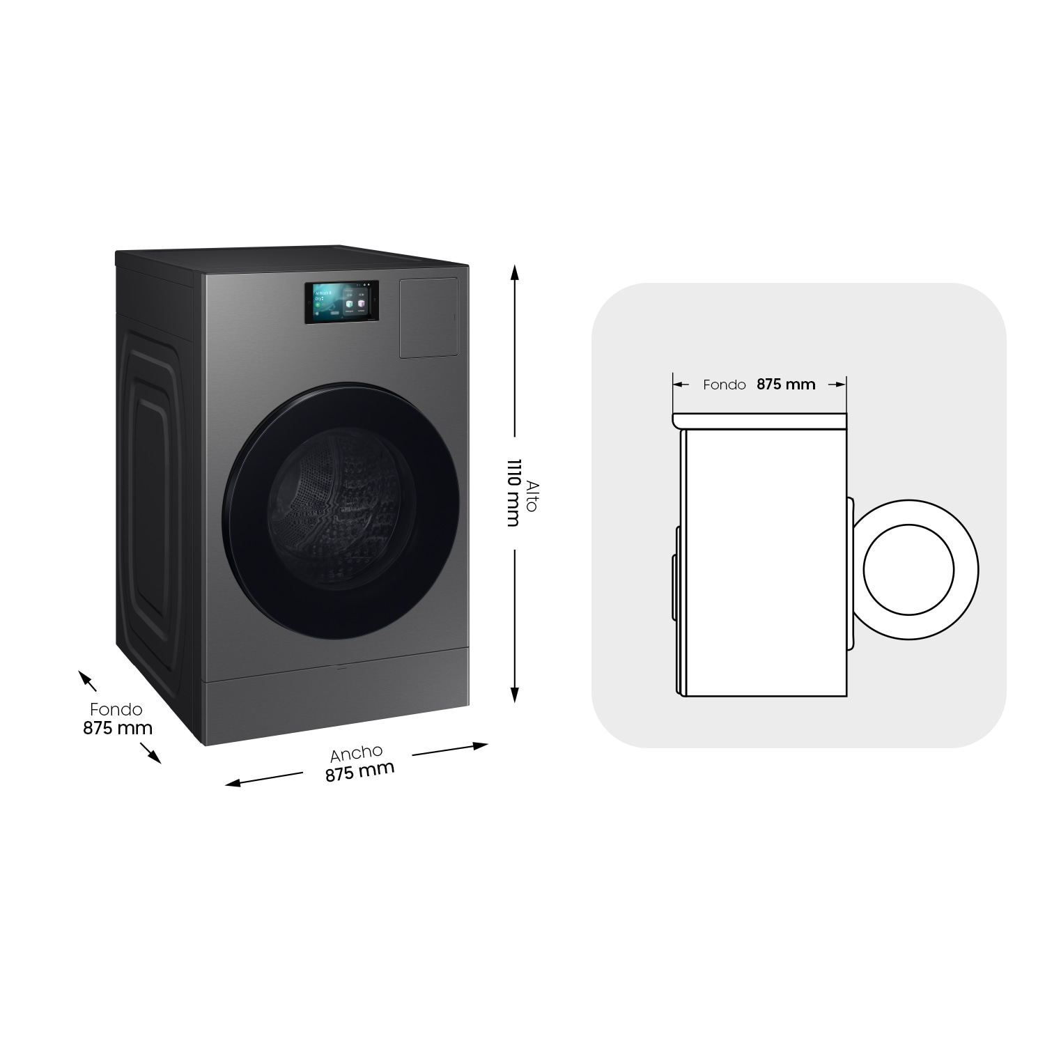Lavadora Secadora 18kg/11kg Bespoke AI Laundry Combo™ Clase A Grafito WD18DB8995BZT2 ‎ ‎ ‎ Grafito