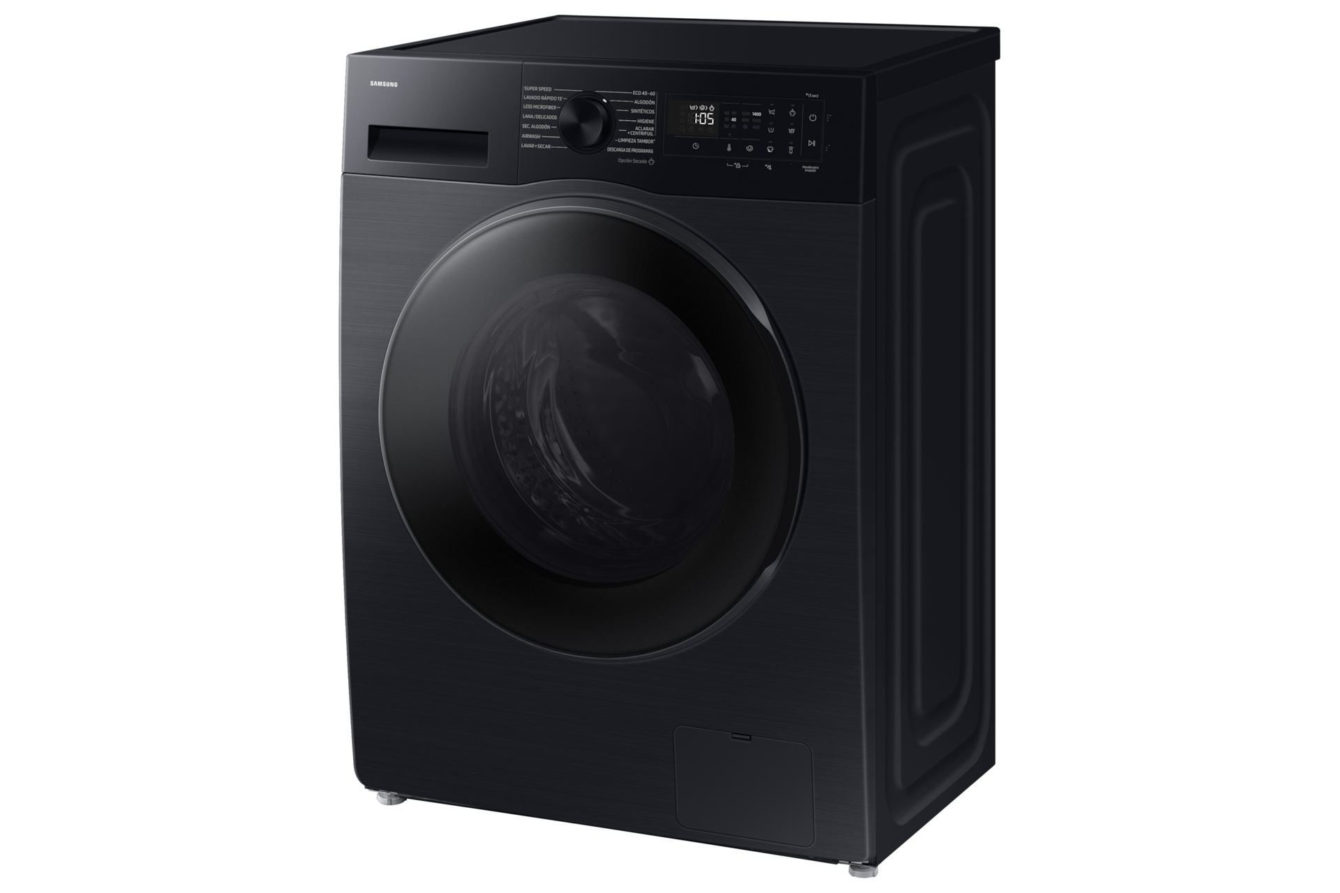 Lavasecadora con fondo reducido 9kg/5kg AI Ecobubble™ Clase E/A-10% Negra WD90DG5G34BBEC R-Perspective Black 