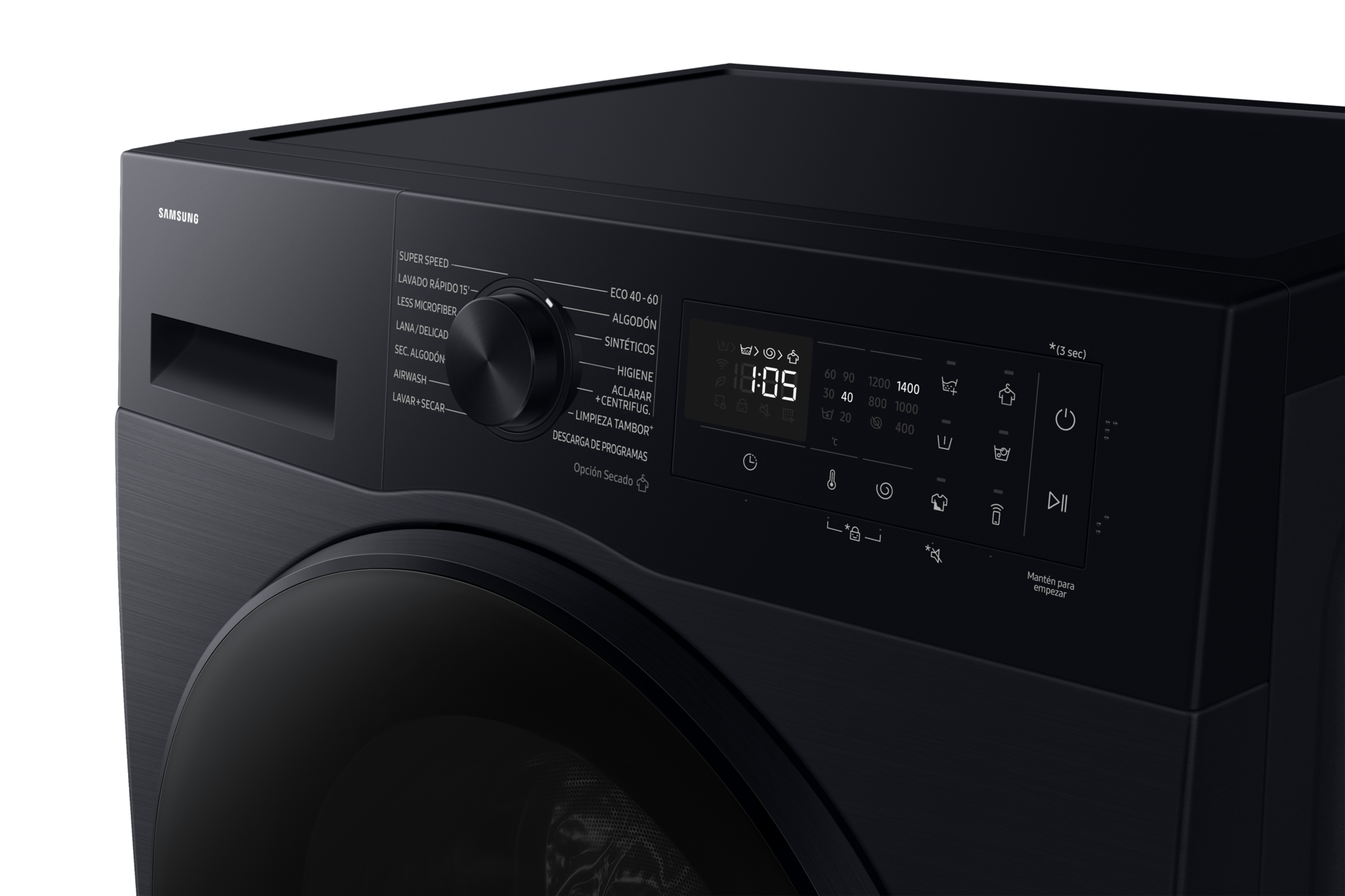 Lavasecadora con fondo reducido 9kg/5kg AI Ecobubble™ Clase E/A-10% Negra WD90DG5G34BBEC Panel-Control Black 