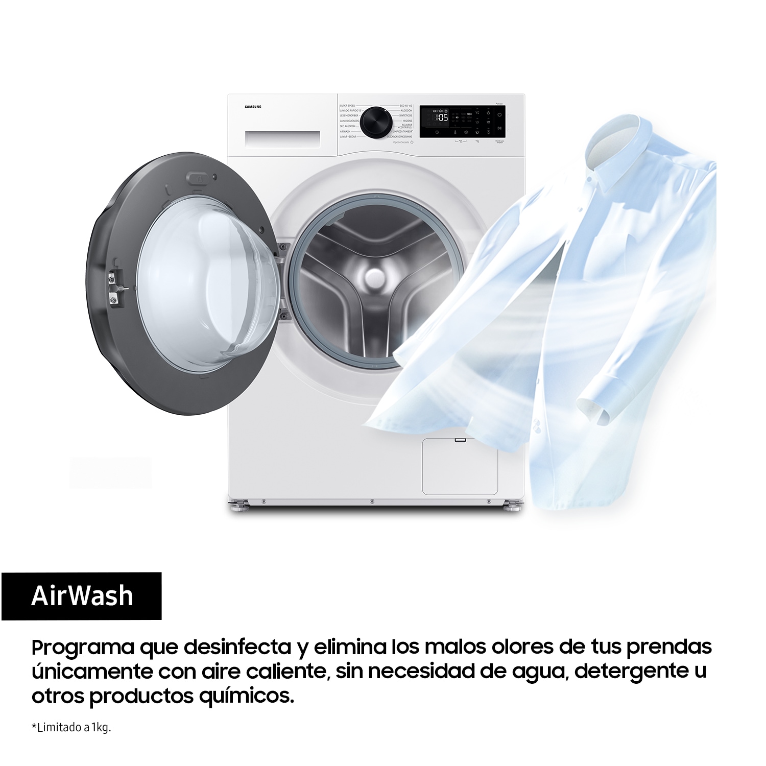 Lavasecadora con fondo reducido 9kg/5kg AI Ecobubble™ Clase E/A-10% Blanca WD90DG5G34BEEC Blanco