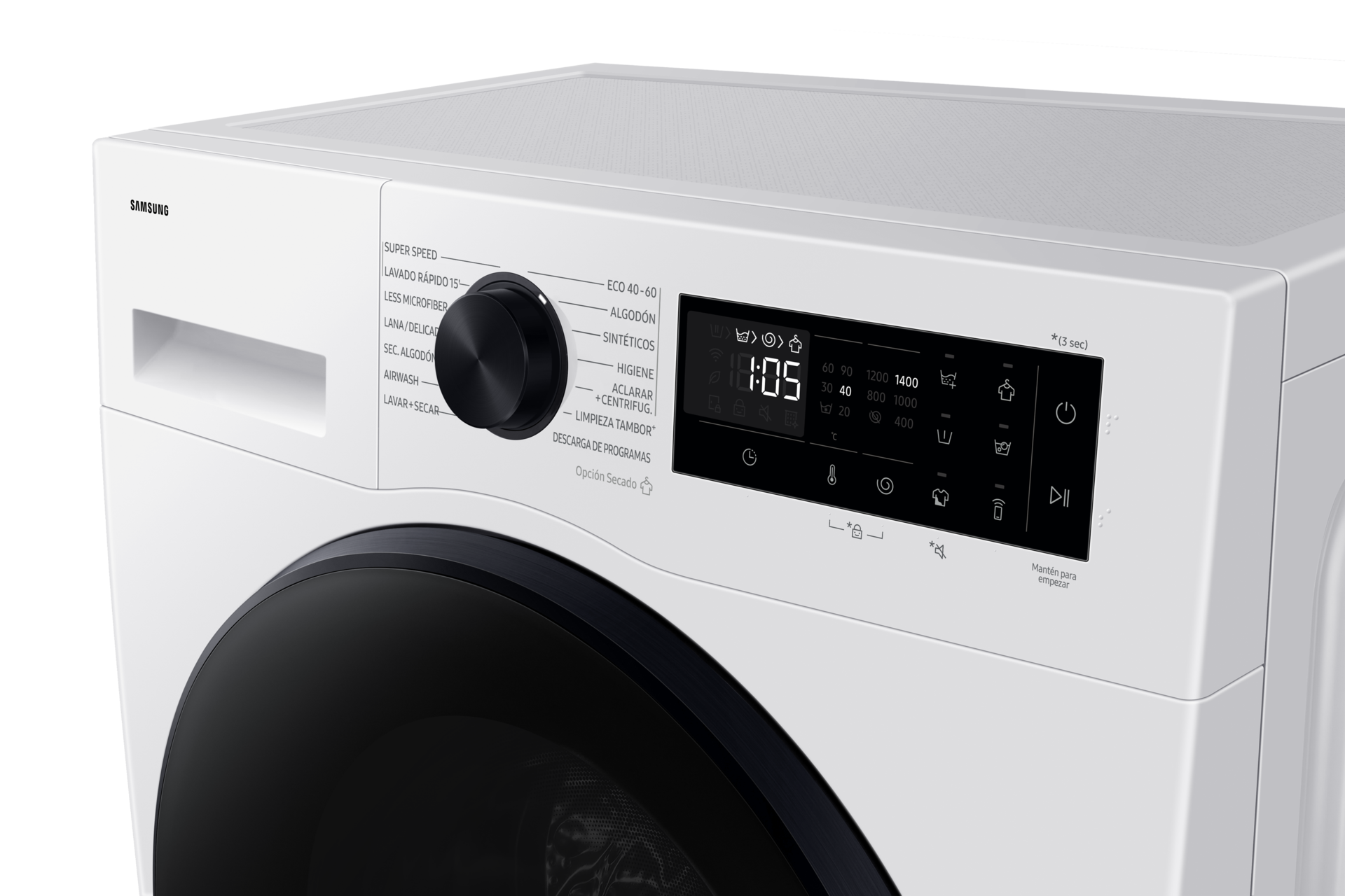Lavasecadora con fondo reducido 9kg/5kg AI Ecobubble™ Clase E/A-10% Blanca WD90DG5G34BEEC Panel-Control White 