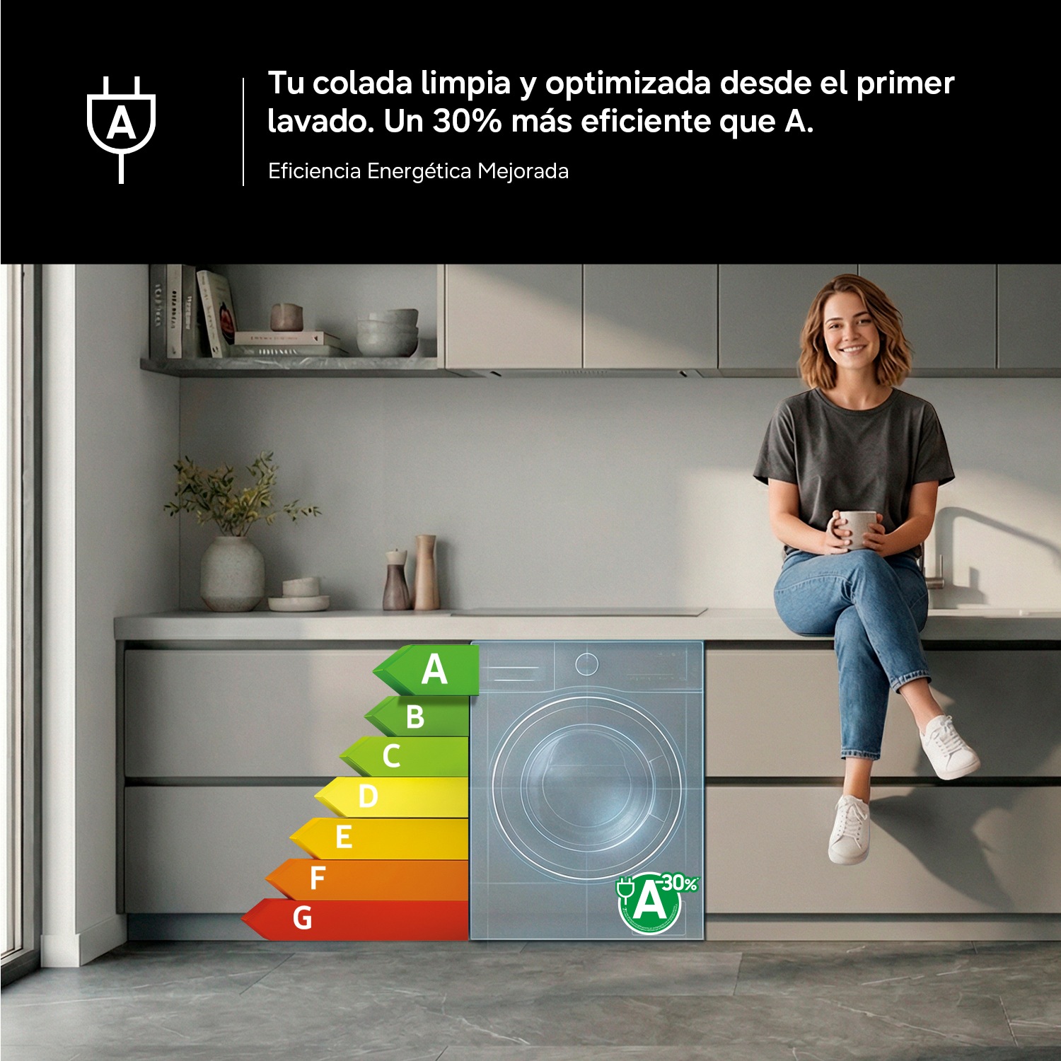 Lavasecadora AI 9Kg/6Kg AI EcoBubble™ Clase D/A Blanca WD90HG5U34BEEC ​ ​ ​ White